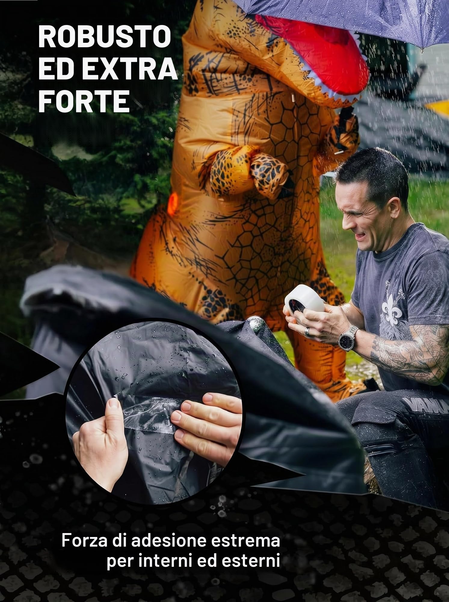 T-REX All Weather Tape - Nastro impermeabile per riparazioni extra forte per uso interno ed esterno - trasparente e resistente alle intemperie | 48 mm x 25 m