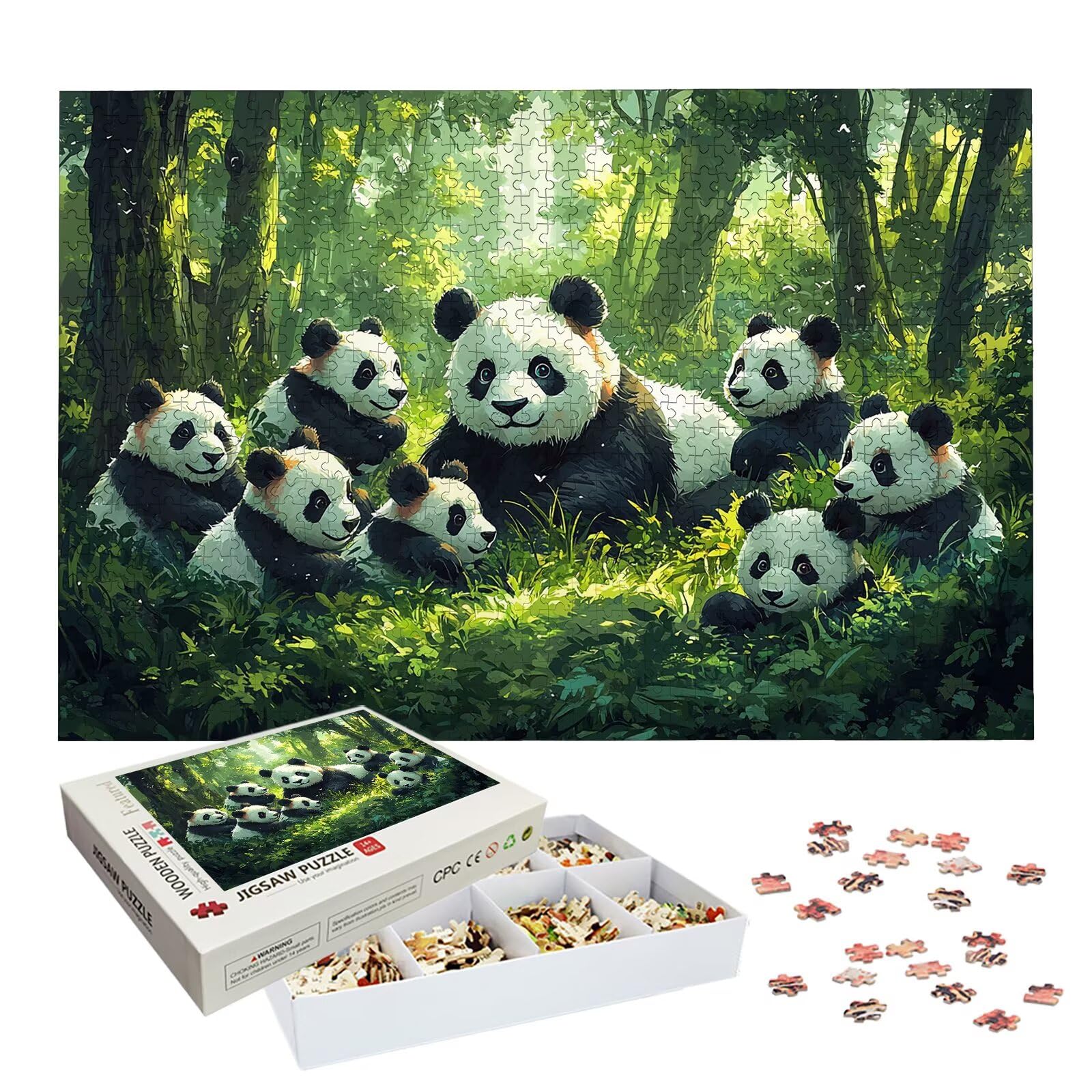 Puzzle 5000 sztuk dla dorosłych dzieci, drewniane puzzle pandy dla dorosłych, wymagające słodkie łamigłówki, rodzinne gry edukacyjne, łamigłówki z pudełkiem do dekoracji domu, prezent dla kobiet