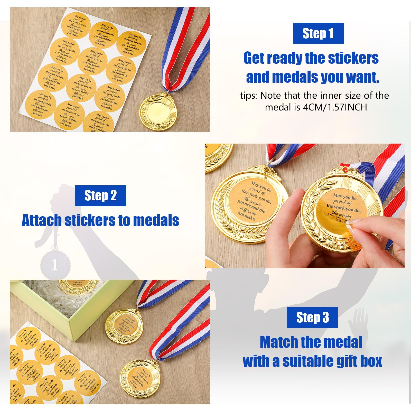 Kigeli Medallas de premio en blanco con cintas para el cuello, diseña tu propio kit de medallas, medallas de animación, trofeo de participación, medallas ganadoras de metal, premio para niños y