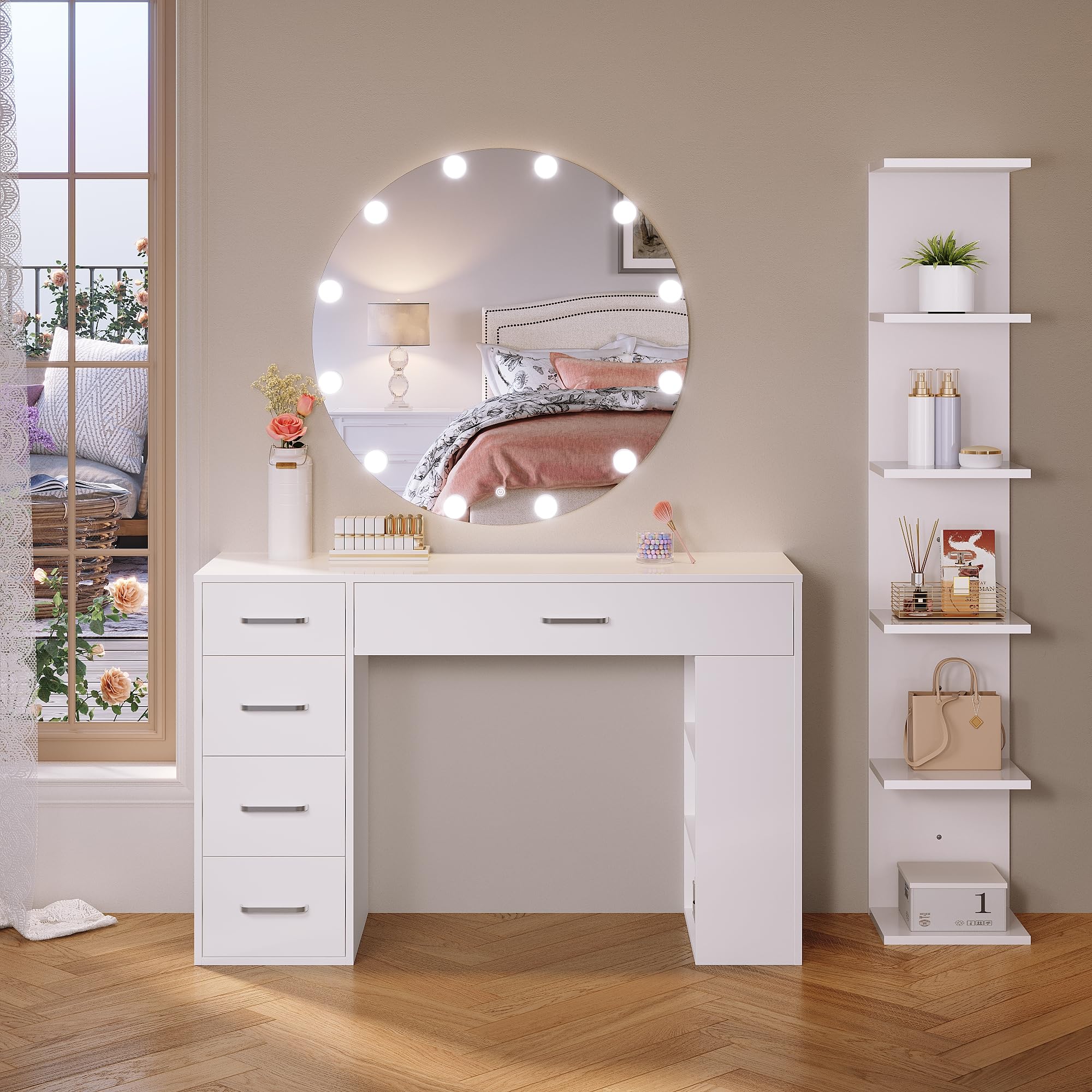 SONNI Estantería de pared, estantería de pie de 6 niveles, pared y variante de pie, industrial para libros, medios y decoración, montaje flexible en salón, cocina u oficina en casa, color blanco, 30 x