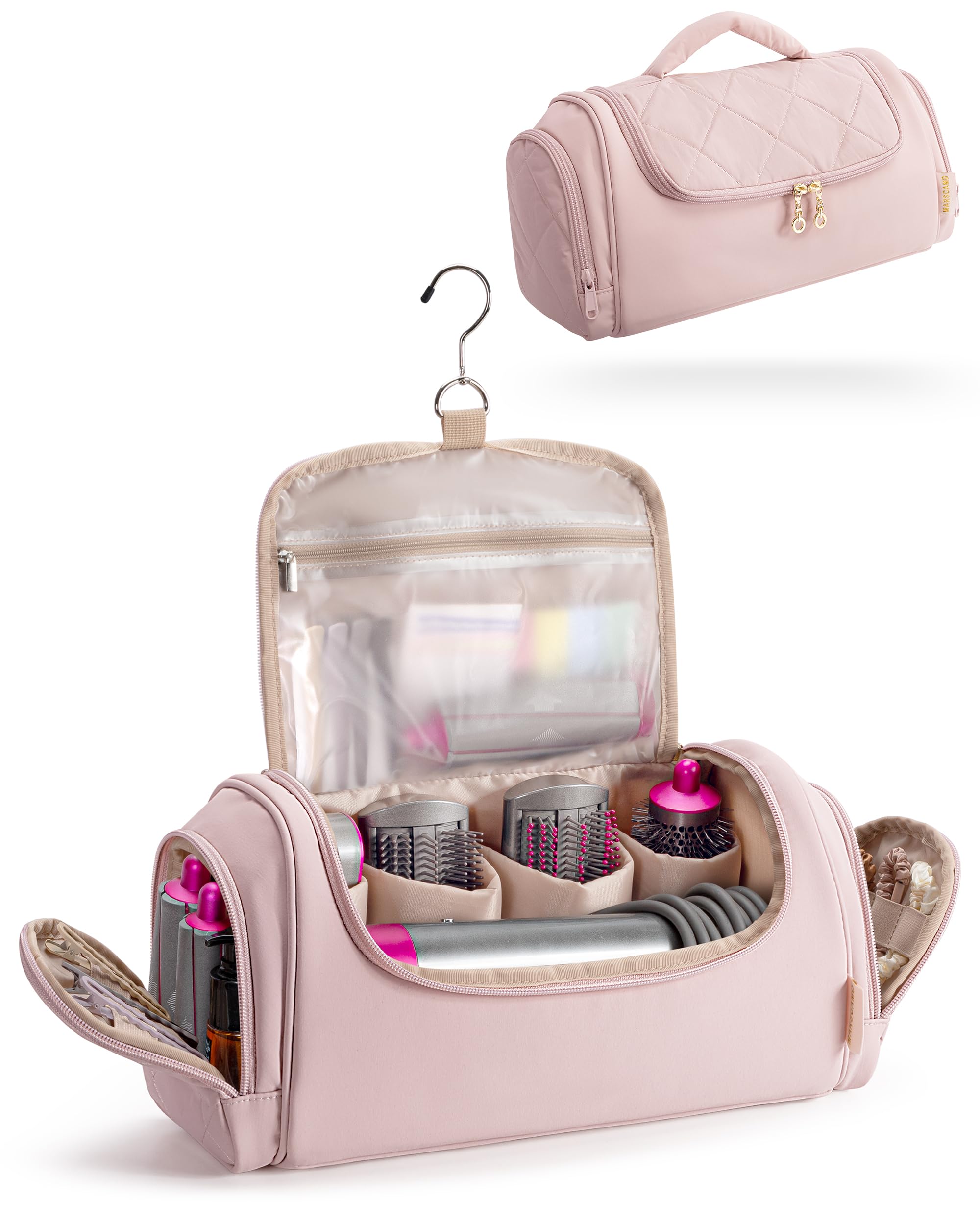 Marscamd Hair Tools Travel Bag Compatible with Dyson Airwrap Styler, Hair Tool Organzer with Hanging Hook for Multi-Stylers, Pink, Bag-image-7