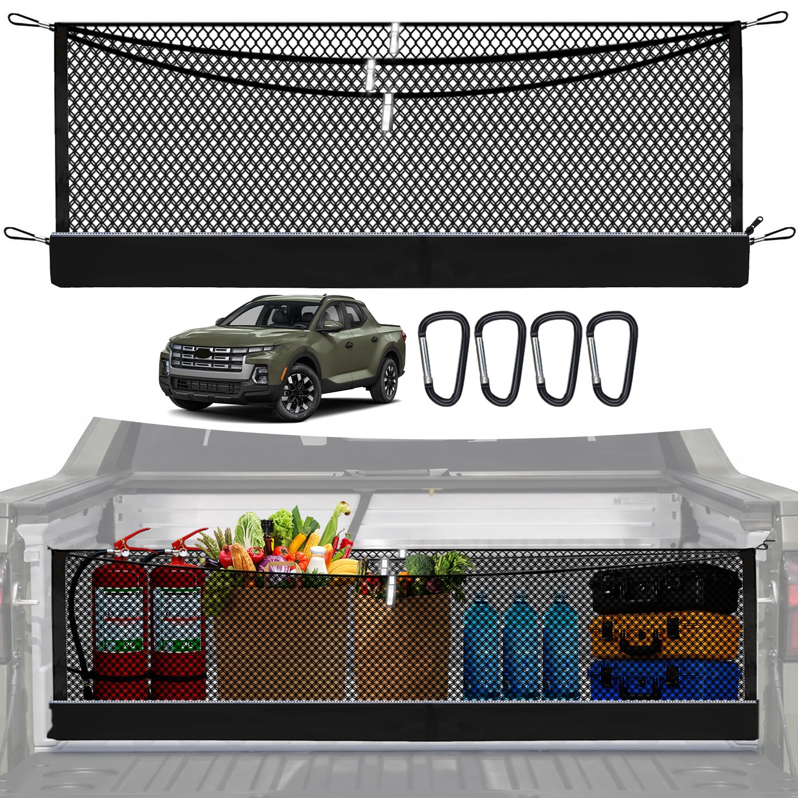 3-Layer Cargo Net for Hyundai Santa Cruz 22-26, Zoned Storage Netting