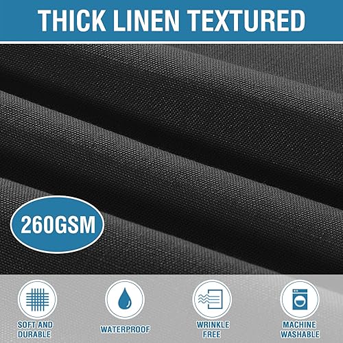 Miniatura 2 de H.VERSAILTEX Mantel de lino texturizado de 60 x 60 pulgadas, mantel sólido de alta calidad, a prueba de derrames, impermeable, para comedor y bufé,