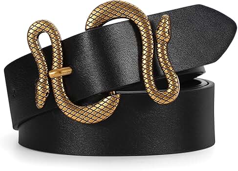 Amazon.com: CESCOSI Women Leather Belt with Snake Buckle