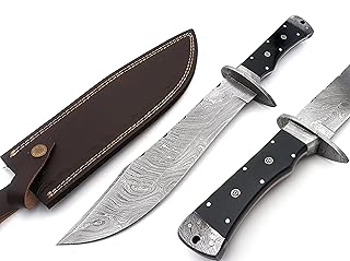 BK-306 Handmade Damascus Bowie Knife Sharp Blade Full Tang Handle W/Leather Sheath,15 inches - Nooraki