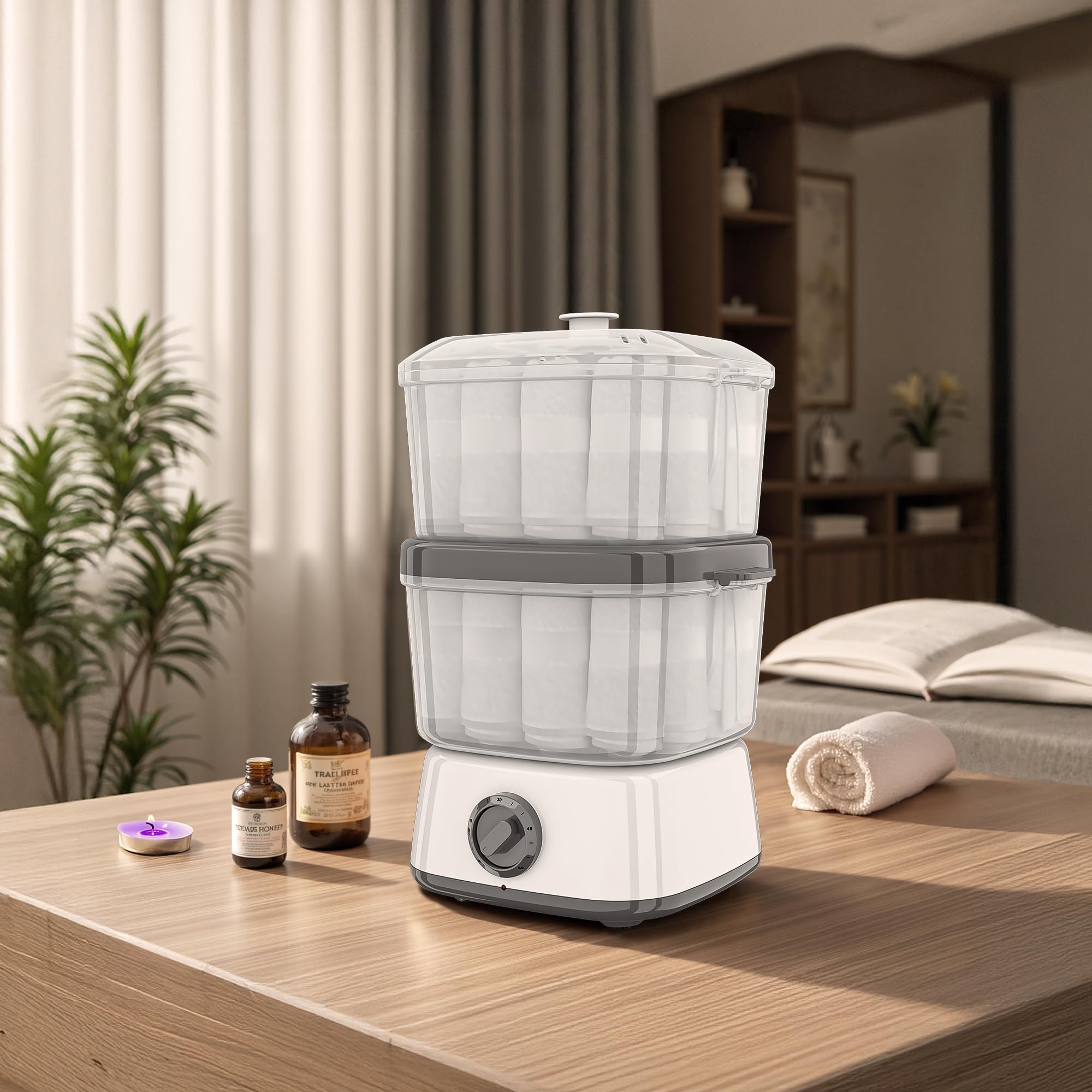 Calentador de toallas 2 en 1 de 6 l, para toallas calientes, gran capacidad, fácil y versátil para peluquería, salón de belleza, spa, manicura, hotel, hogar, color blanco