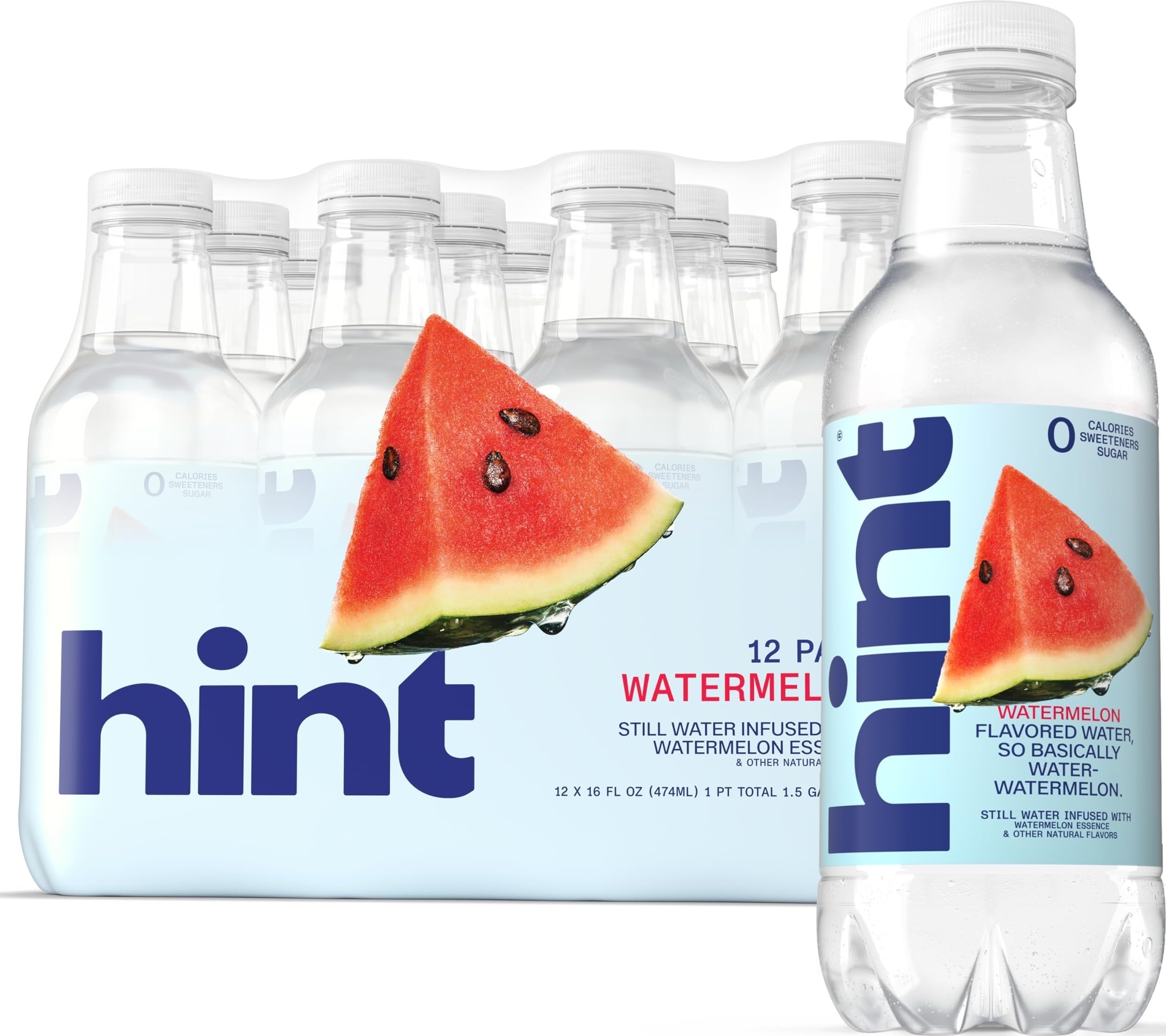 Hint Premium Essence Water, Watermelon, 16 Ounce Bottles (Pack of 12)