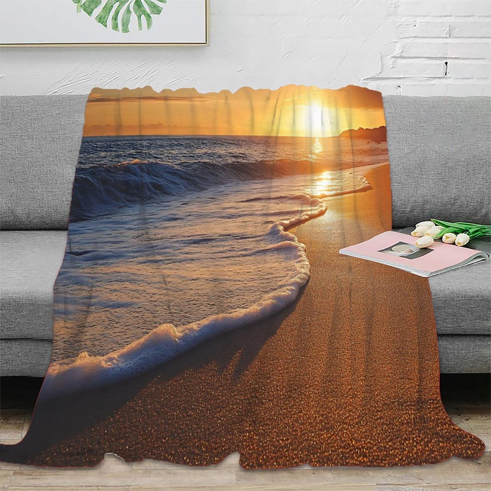 Couverture beach scène premium en microfibre infroissable plaid de literie haute densité