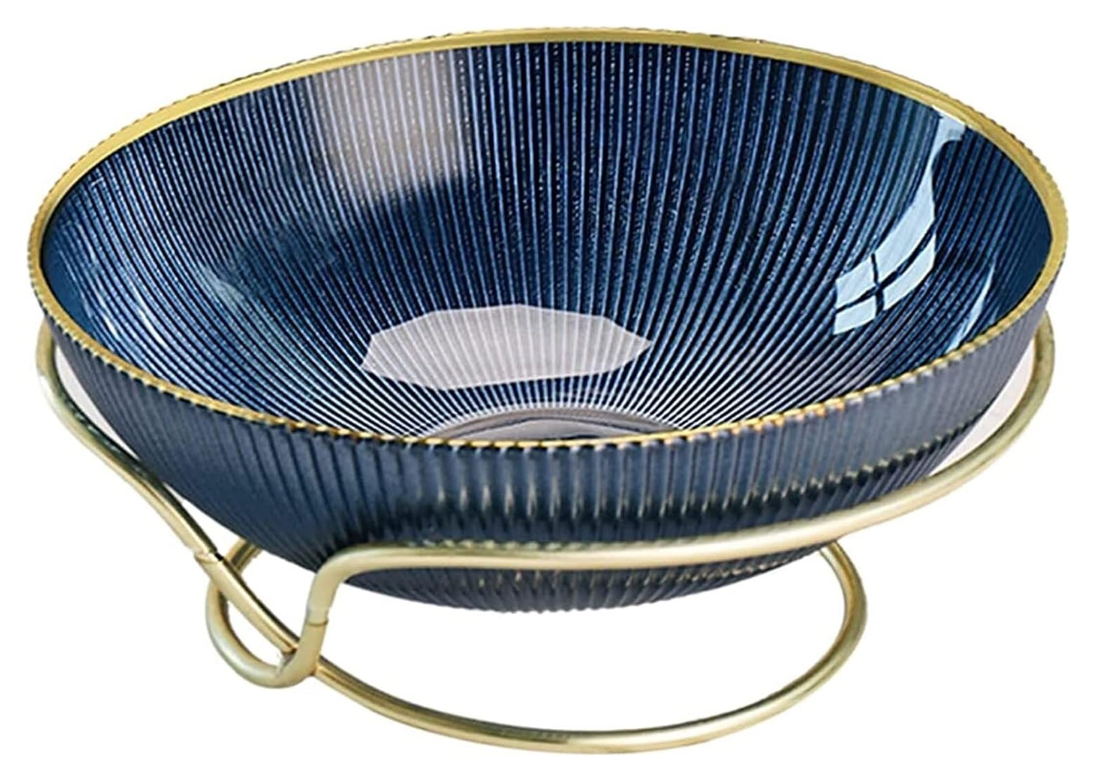 IROEJT Fruit Bowl Dessert Plate Modern Minimalist Fruit Plate Large-Capacity Snacks Candy Storage Baskets Glass Fruit Bowl With Metal Kitchen，Blue Small