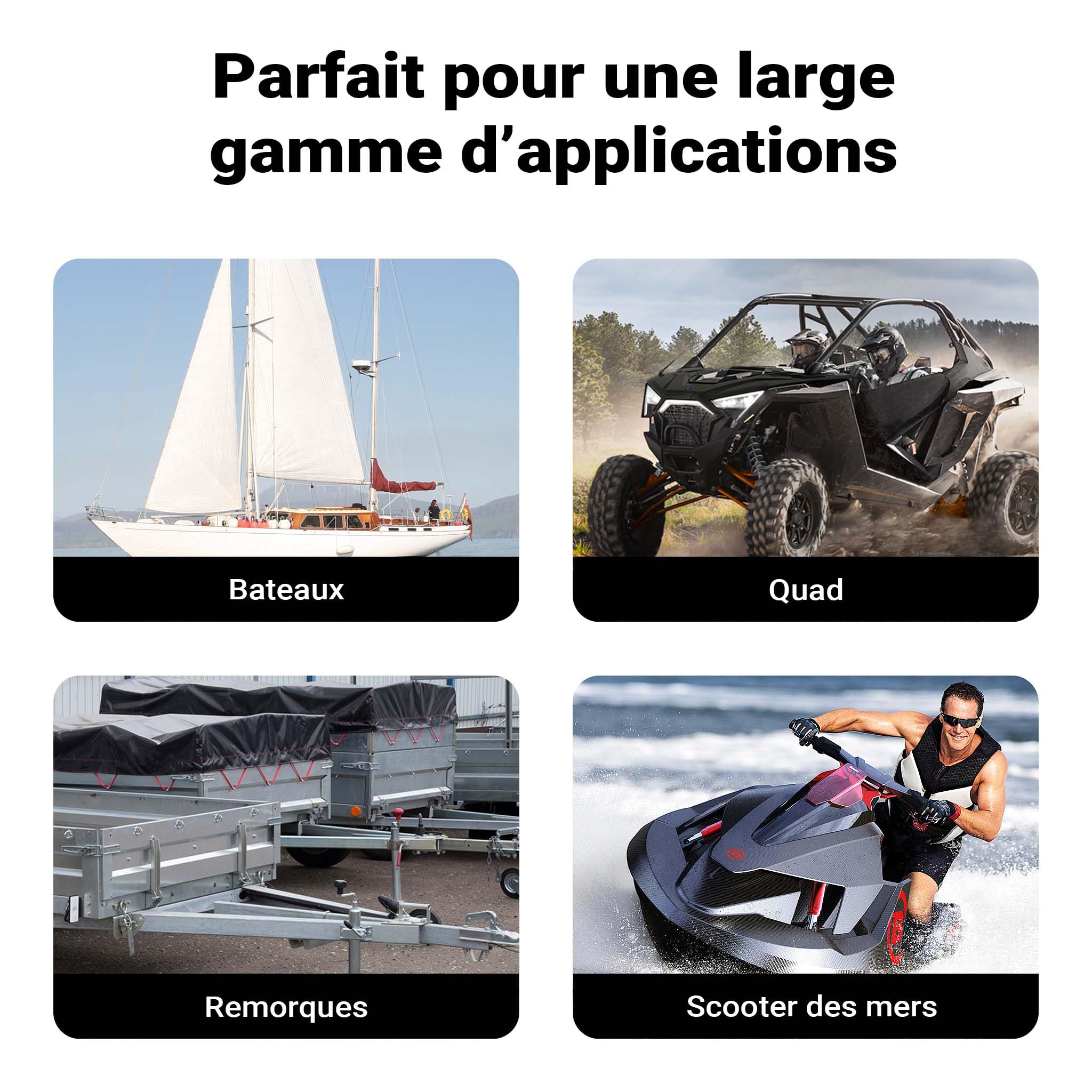 Wiltec Treuil à câble manuel de halage - en Acier galvanisé - Charge max. 720 kg - câble 10 m - Rapport de transmision 4:1 - avec Manivelle - pour Bateau Auto