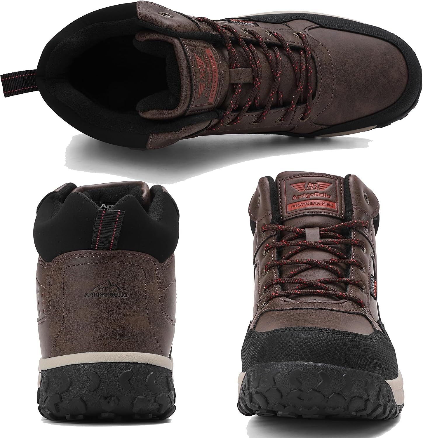 ARRIGO BELLO Mens Snow Boots Warm Fur Lined Hiking Boot for Men Winter Anti Slip Outdoor Trekking Shoe Size 8-12