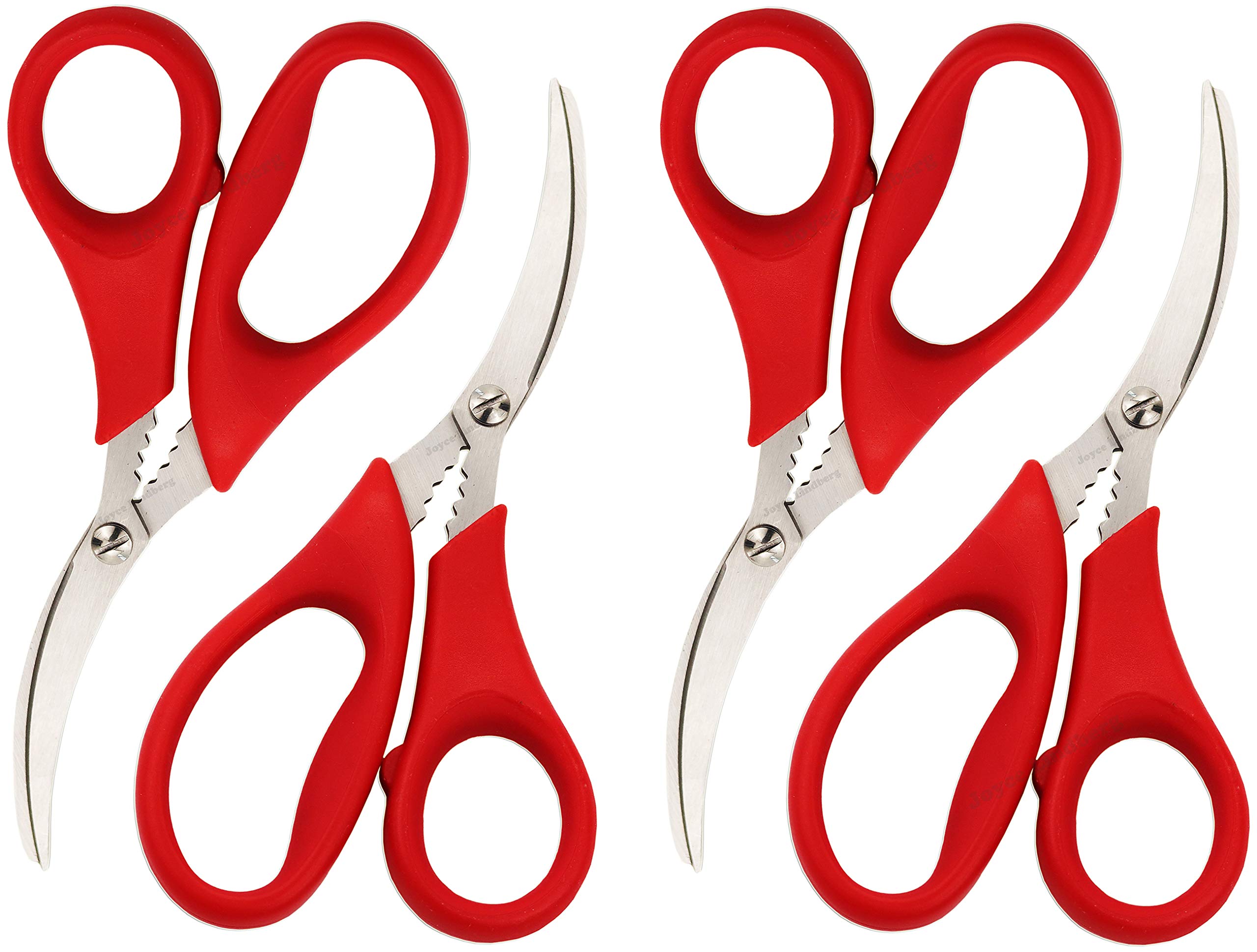 Joyce Lindberg Kitchen Seafood Scissors for Seafood Fish Crab Shrimp Lobster Shears 4 Pcs Red