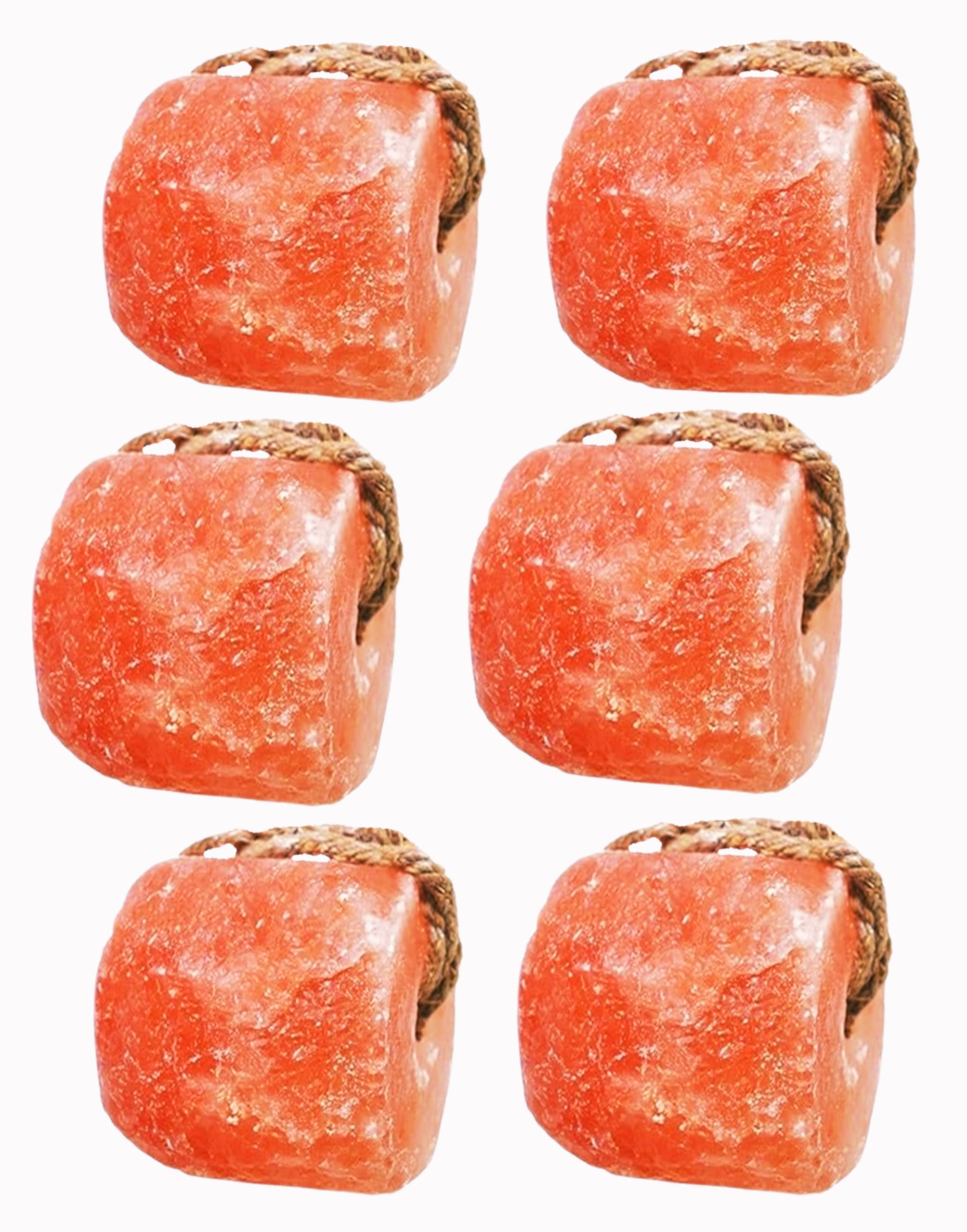Himalayan Salt Lick for Horses, Livestock– (3-4 lbs) Natural Mineral Salt Block for Goats, Cattle & Deer with Hanging Rope, Weather-Resistant and Great for Dear Hunting (Pack of 6)