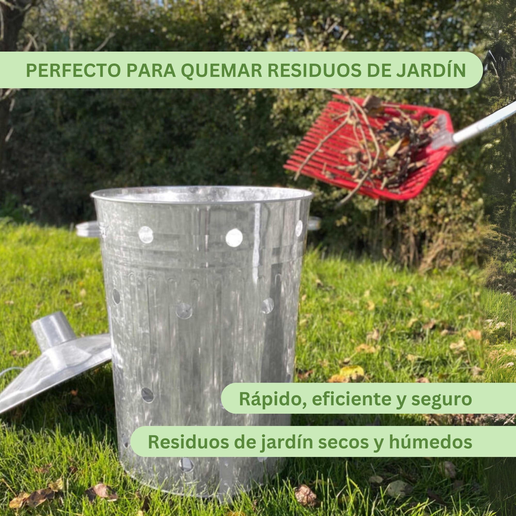 Rori Cubo de fuego XL para residuos de jardín con tapa, redondo, 110 l