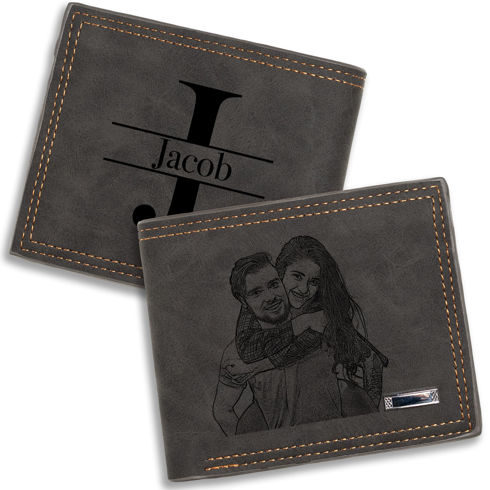 Easycosy Custom Wallet for Men Personalized Photo Wallet Engraved Customized Picture Gifts for Men Him Boyfriend Husband Dad Valentine Anniversary