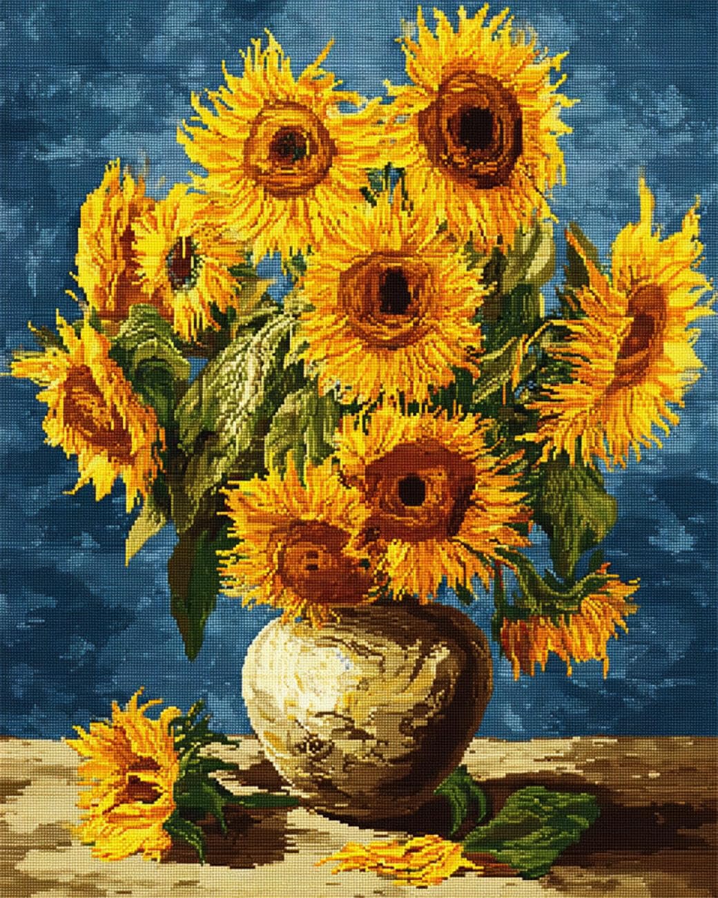 AMBATTERY Flowers DIY Beading Embroidery Kit Sunflower Oil Painting Bead Embroidery Kit for Adults Needlepoint Tapestry Set Beaded Stitching 40x50cm