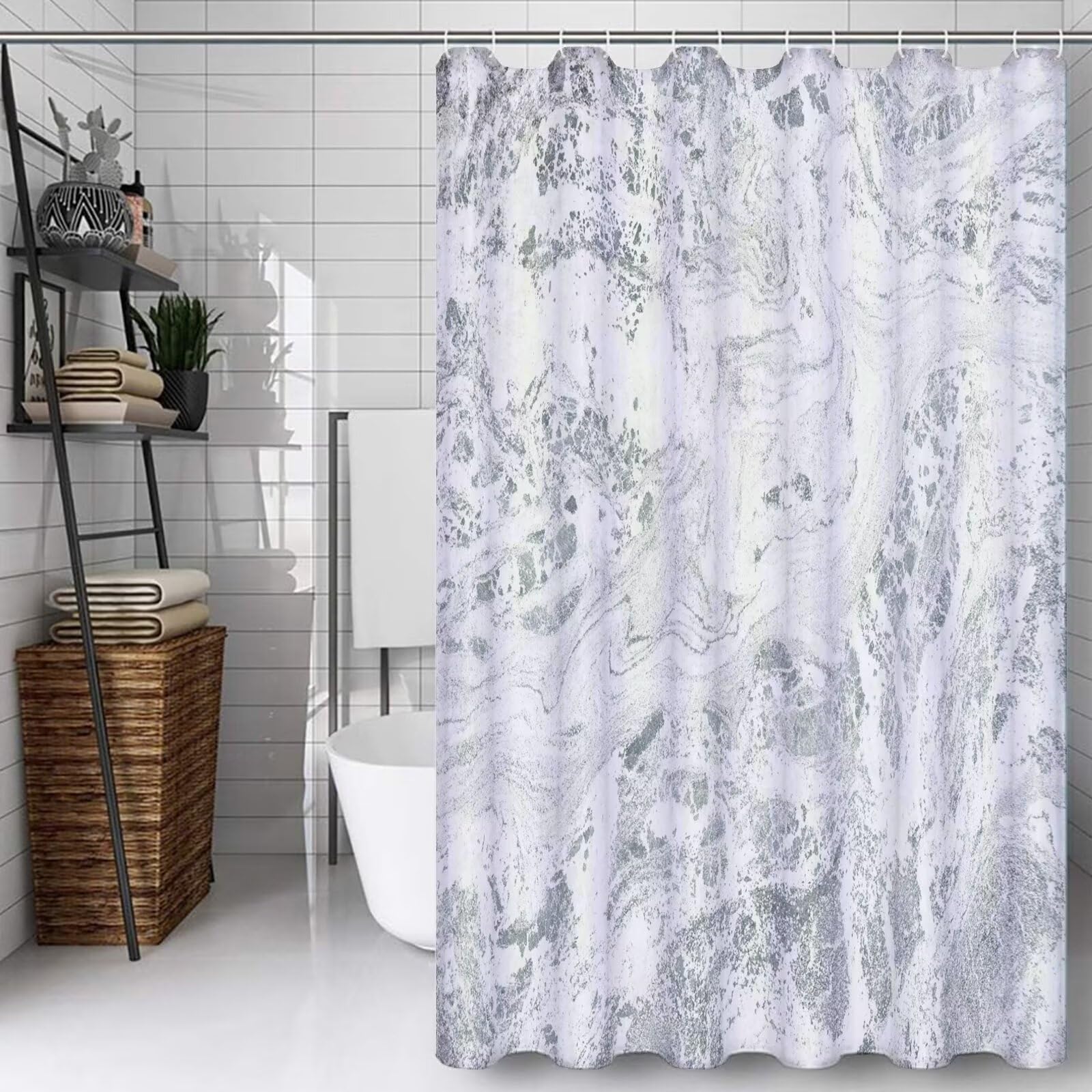 Rideau de douche imperméable lavable en machine imprimé paysage 180x190