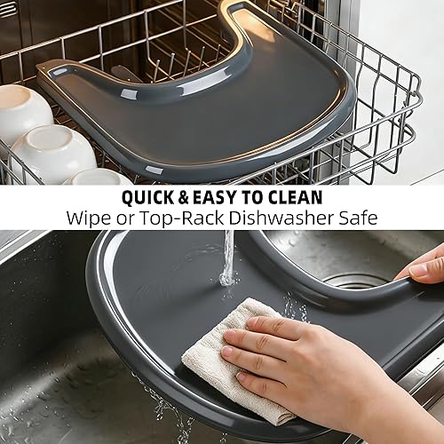 Miniatura 7 de Bandeja para silla alta para bebé compatible con Stokke Tripp Trapp V2+, bandeja de repuesto para silla alta Stokke, superficie lisa y fuerte