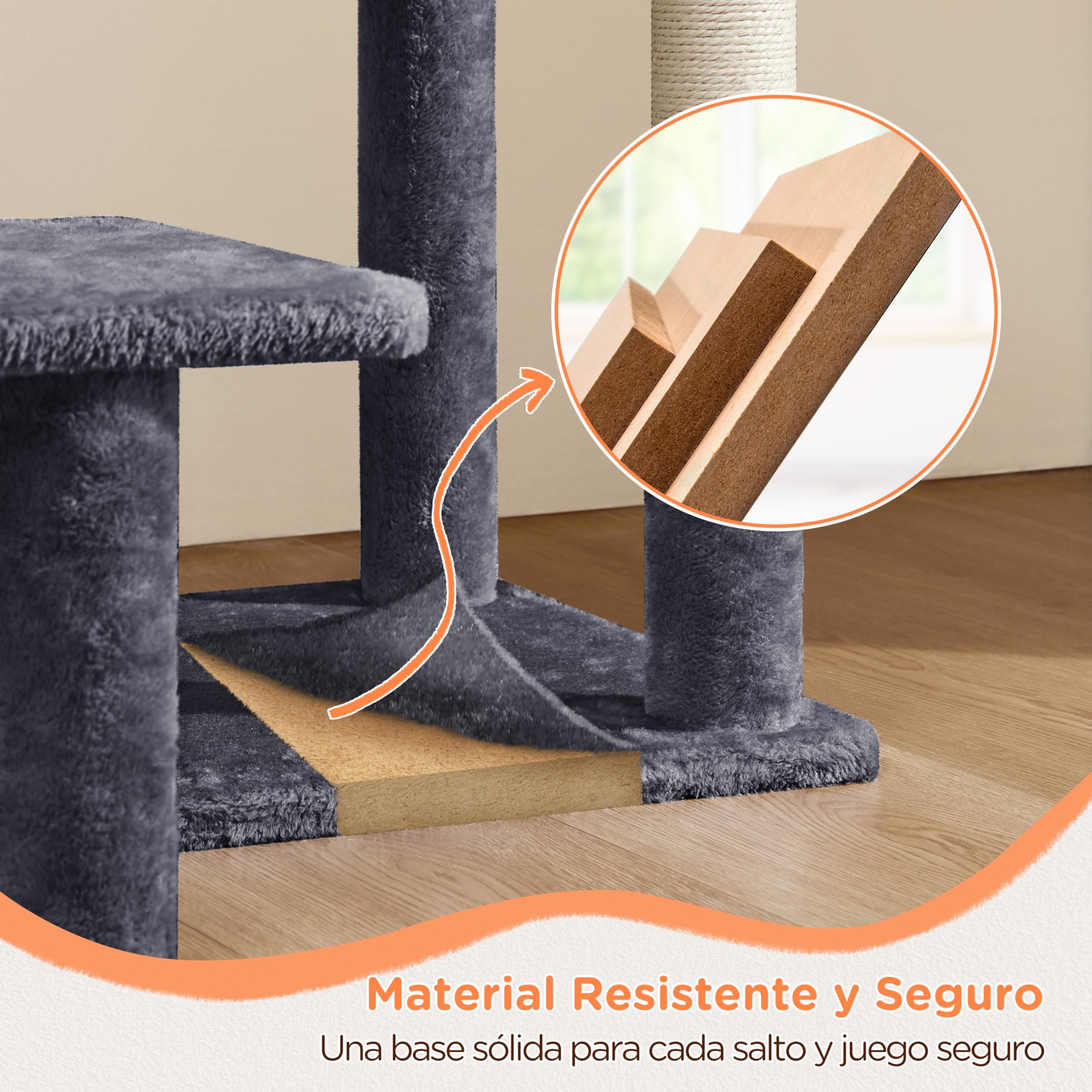 Yaheetech Árbol para Gatos Multinivel Torre Rascadora 145cm Gris Oscuro | Poste sisal resistente, Cesta Cómodo, plataforma multinivel, nido grande,Fácil montaje, Ahorra espacio,Duradero, Estabilidad