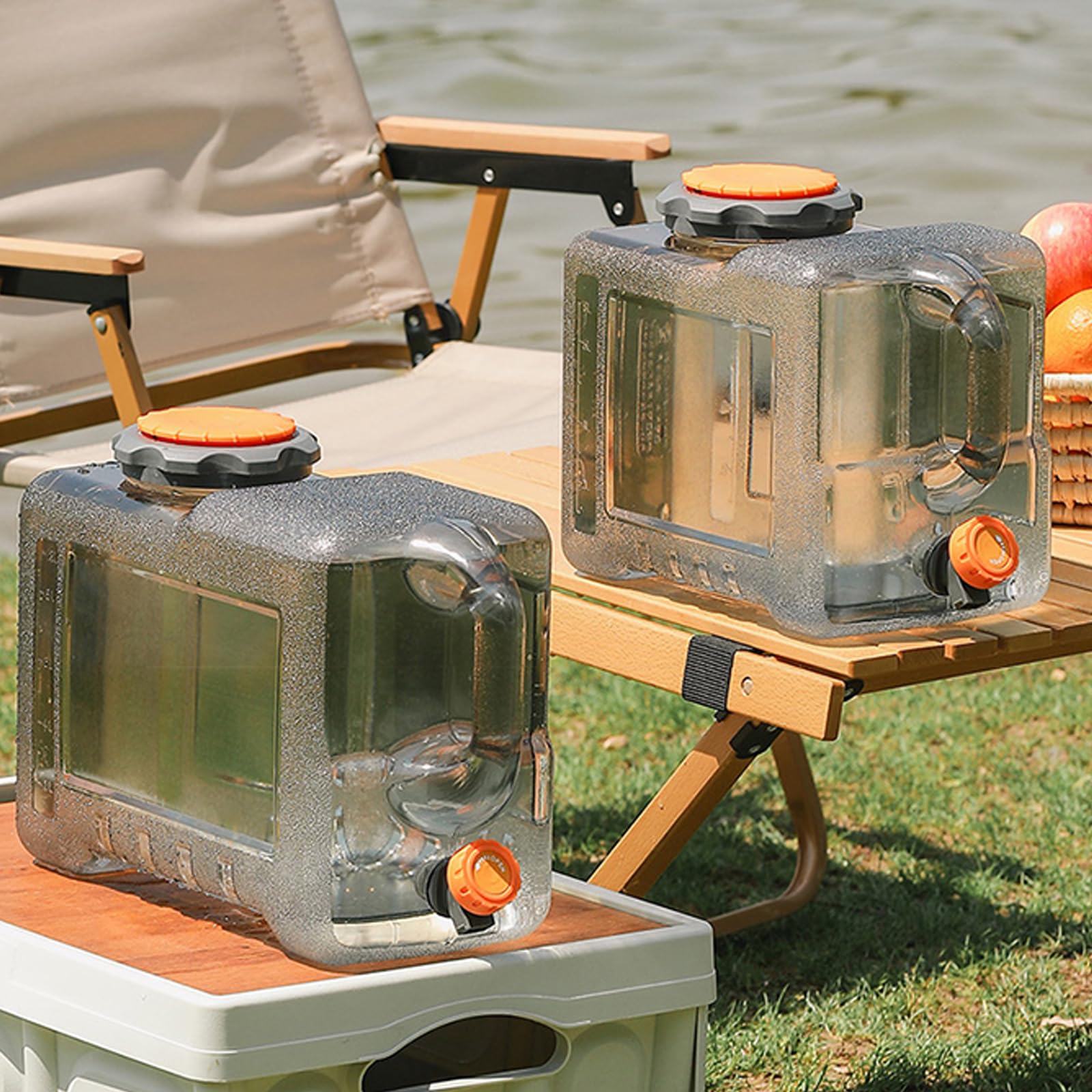 Starnearby Contenedor de agua de camping de 5L/12L/18L con grifo, dispensador de agua portátil de policarbonato de grado alimenticio con grifo, portador de agua sin BPA para acampar al aire libre