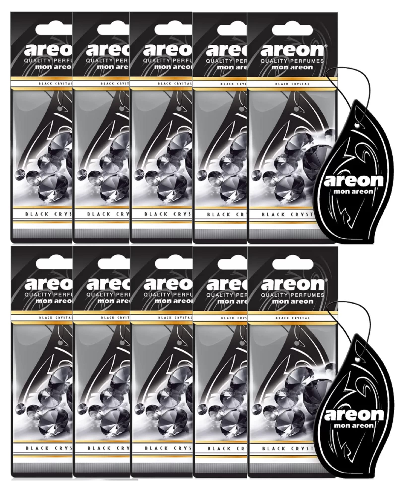 AREONMon Car Air Freshener Hanging Black Crystal Set Multi Pack of 10
