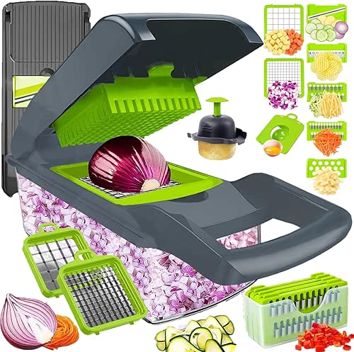 Pro-Series 16-in-1 Vegetable Chopper, Dewpeton Mandoline Slicer, Veggie Chopper, Food