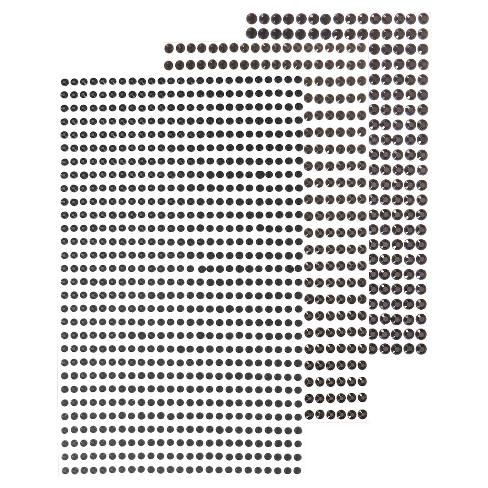 QUARKZMAN 3064 Pieces 6 Sheets Rhinestones 3/4/5 mm Self-Adhesive Rhinestones Glitter Stickers for DIY Decoration Crafts Black