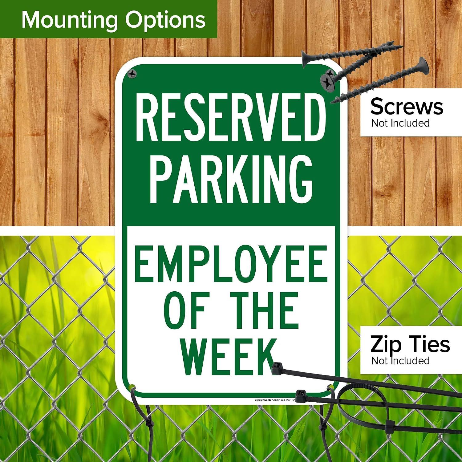 Reserved Parking Employee Of The Week Sign, 12x18 Inches, 55 mil thick HDPS (high density polystyrene), Made in USA by My Sign Center