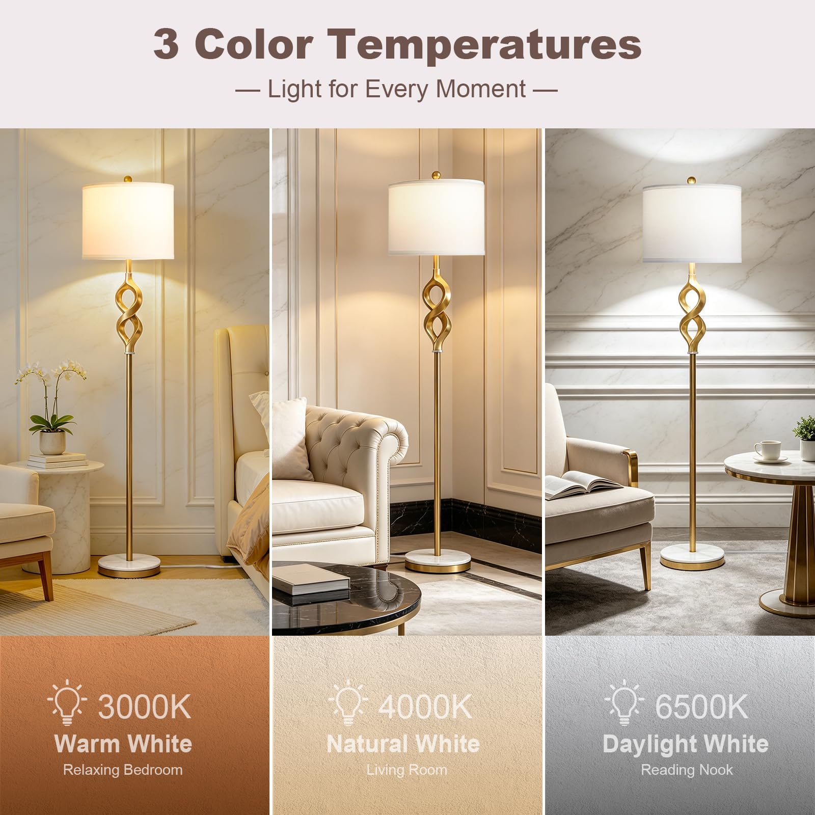 5 Sculptural Floor Lamps That Earn Their Footprint in 2026 2 White and Gold 65 Inch Floor Lamp - product photo