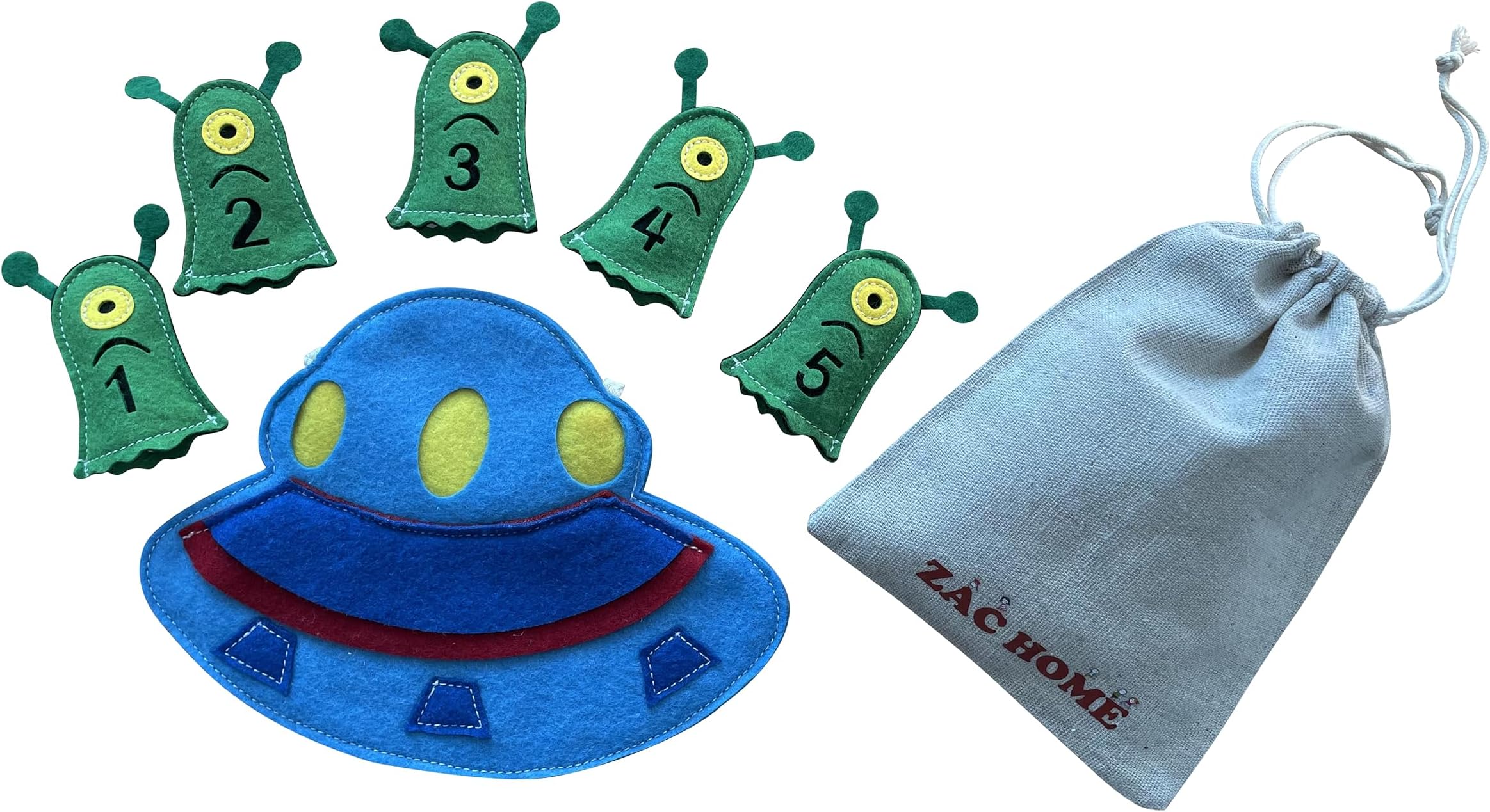 – 5 Little Men in the Flying Saucer Nursery Rhyme Storytelling Educational Finger Puppet