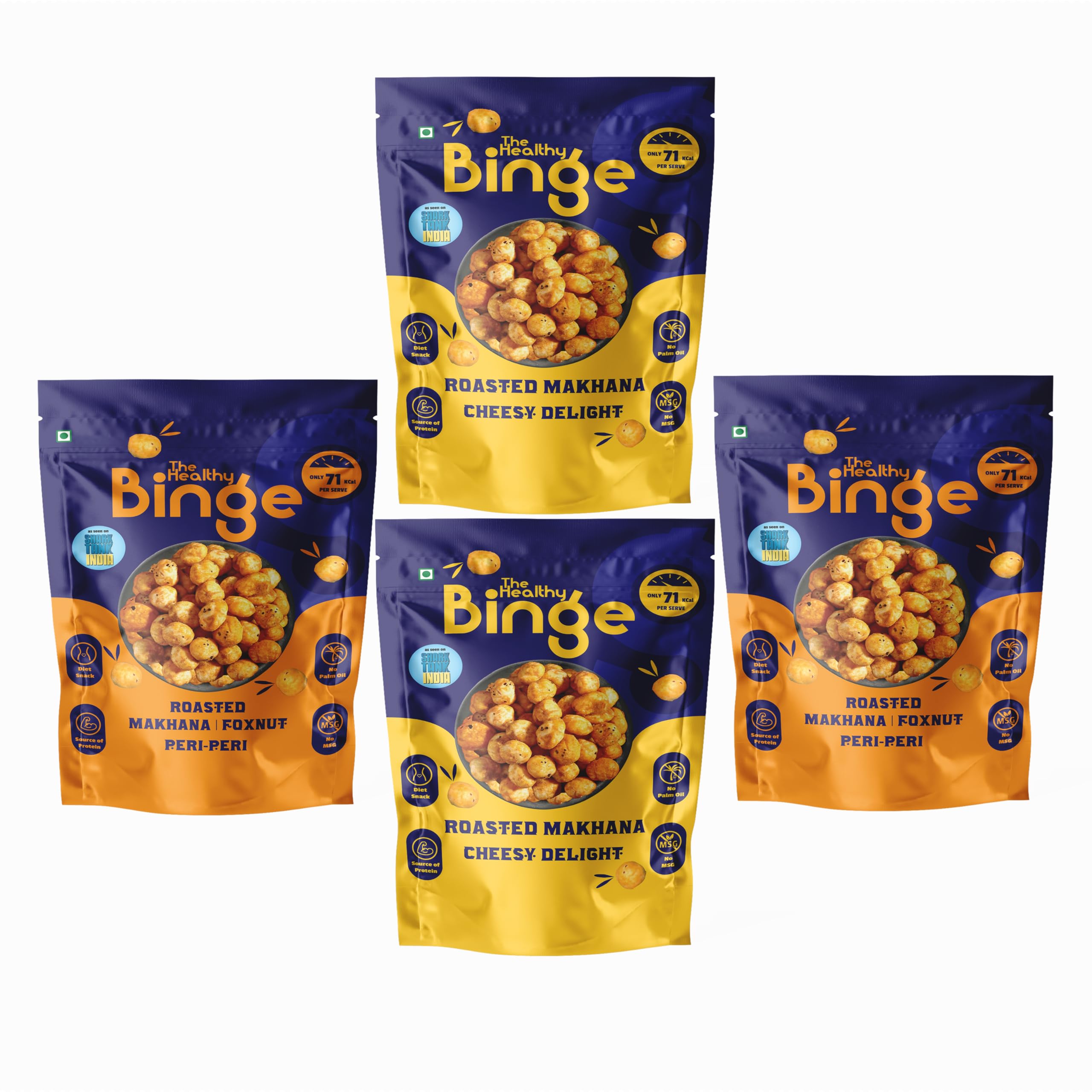 The Healthy Binge Roasted Makhana | As seen on Shark Tank India| Peri Peri & Cheesy Delight | Weight Loss snacks 71 calories | High Protein & Fiber | No Palm Oil | Family Size Packs 75g X 4 Nos (B0CK8HKXX6) Amazon Price History, Amazon Price Tracker