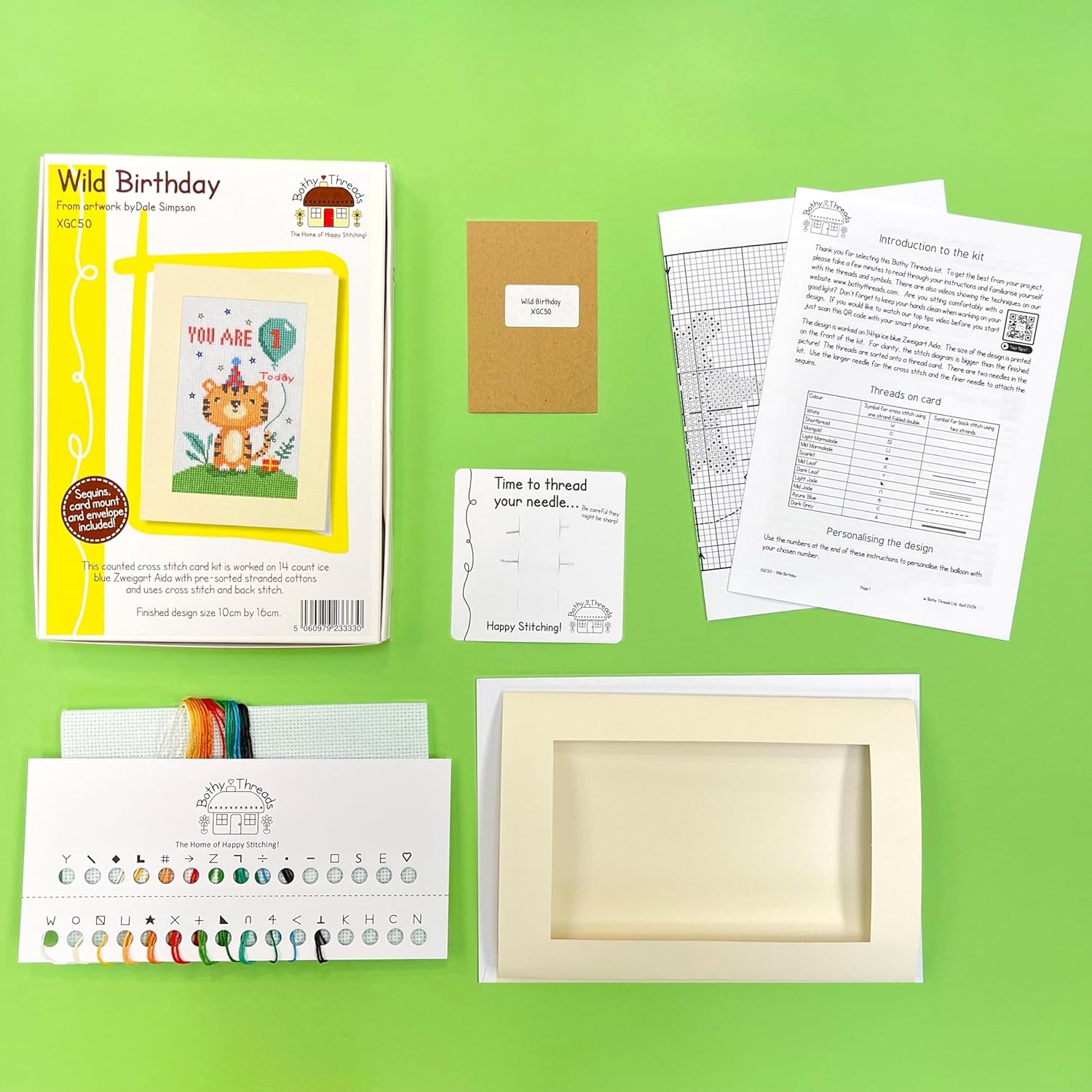 Bothy Threads Counted Cross Stitch Kit - Wild Birthday Crafts