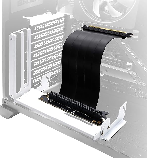 EZDIY-FAB Vertical Graphics Card Holder Bracket Support with Multi-Angle,GPU Mount,Video Card VGA Support Kit with PCIE3.0 Riser Cable- White