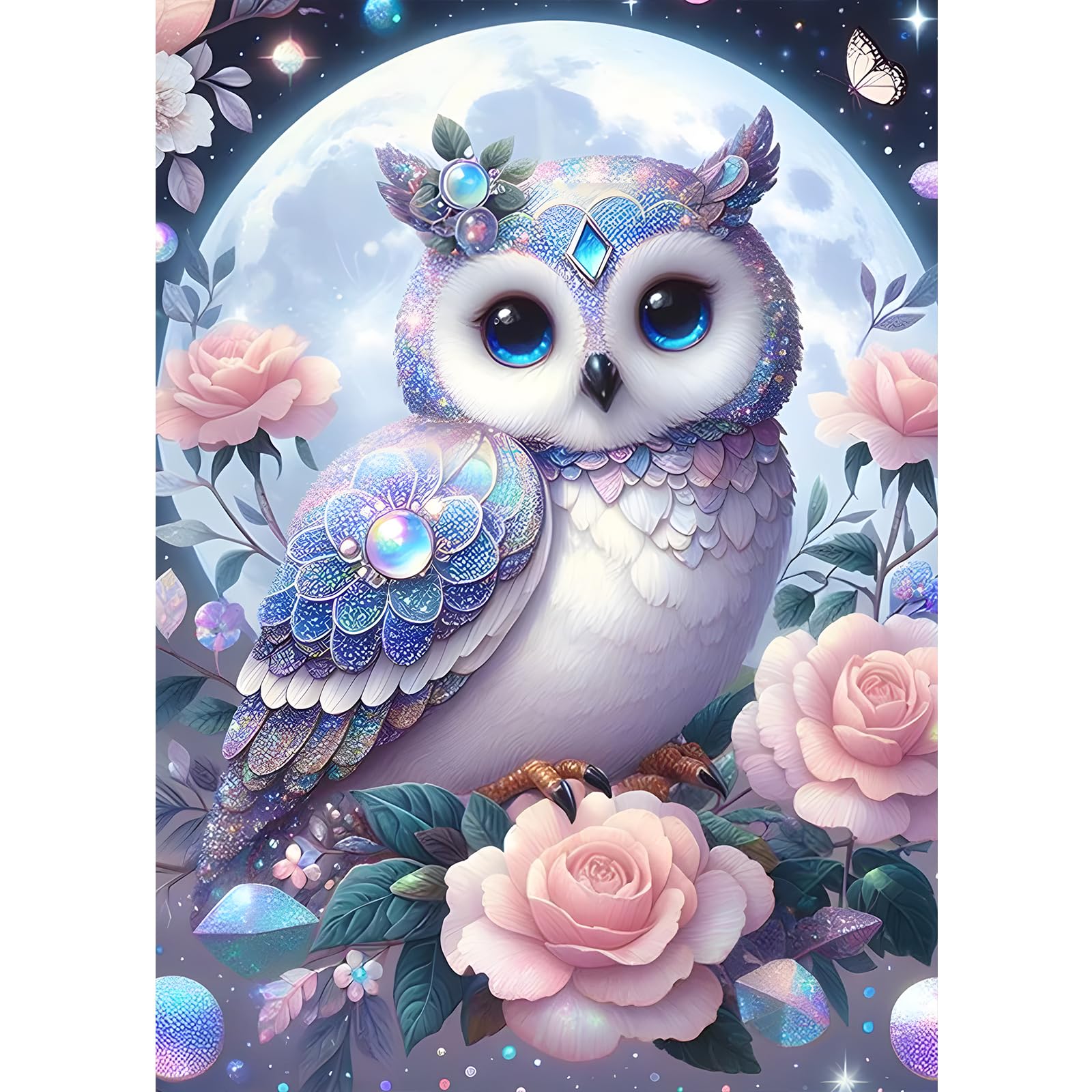 GDYEEH 5D Papillons Diaond Painting, DIY Fleurs Broderie Diaant Painting Coplet, Roses Art Du