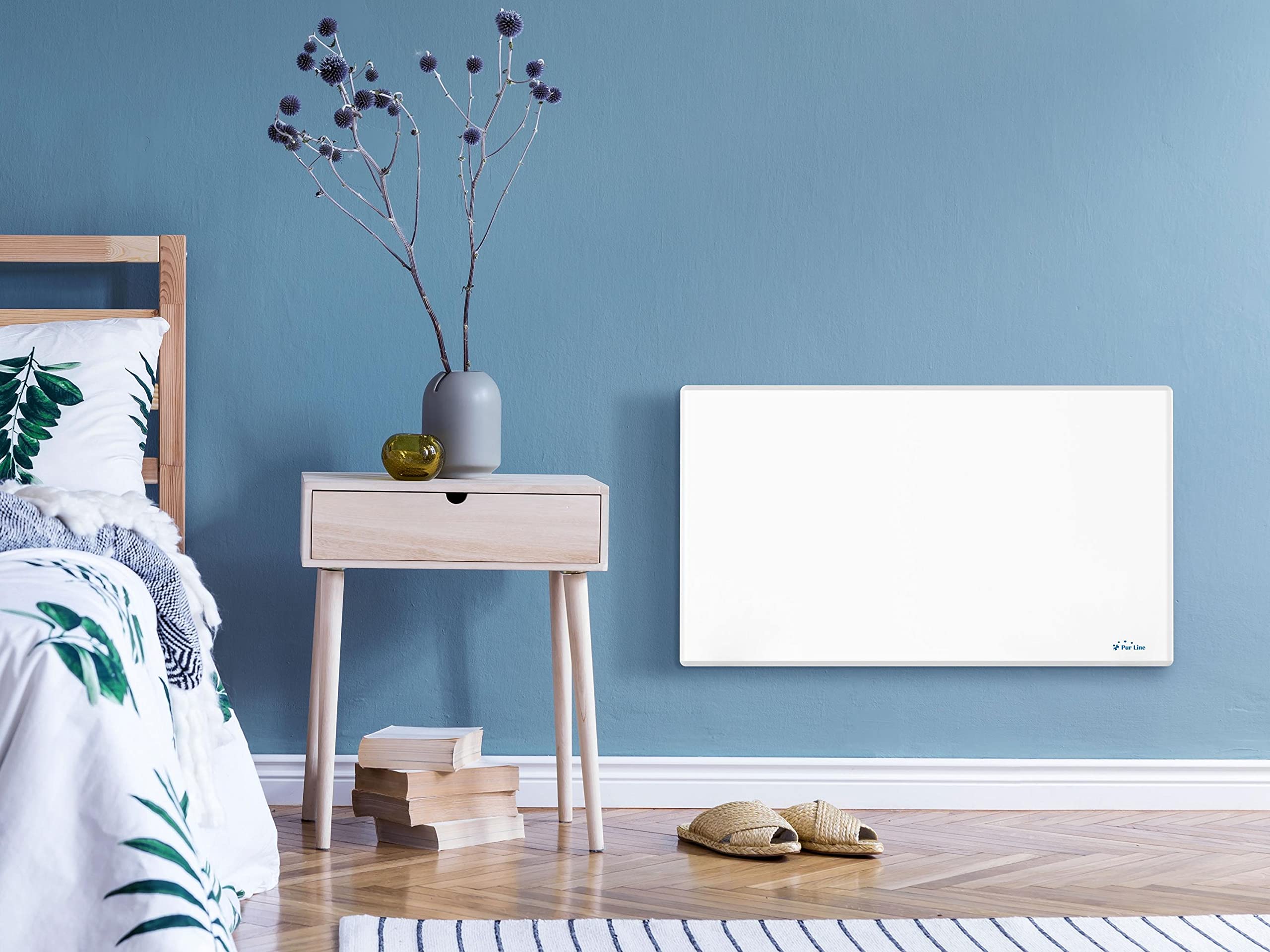 PUR LINE | Radiador Eléctrico 1500W con Panel de Cristal Blanco y Control WiFi PANEL GLASS - Calefactor Bajo Consumo con Control Digital por App, Emisor Térmico Silencioso
