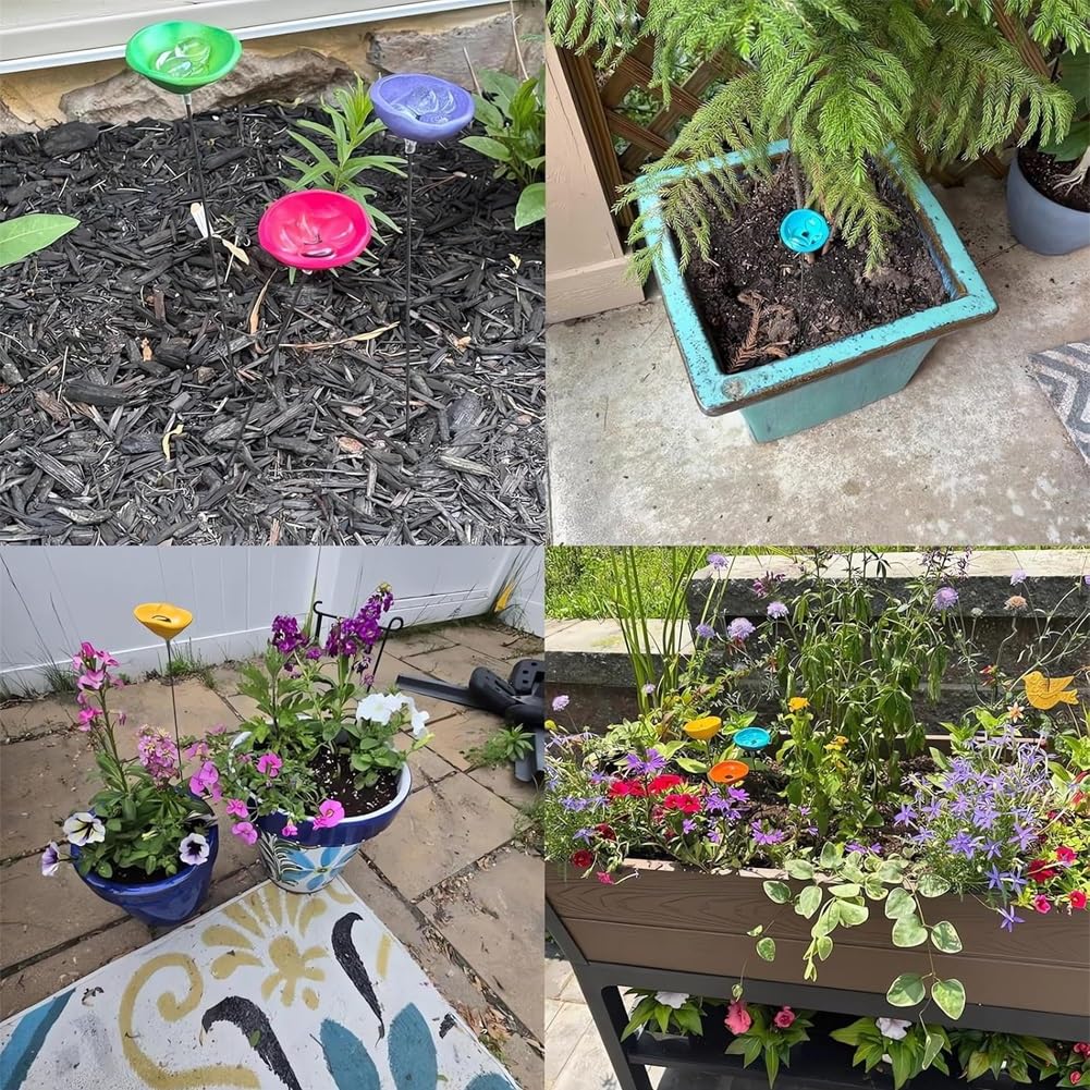 Stazione di irrigazione per api, pozzanghera di farfalle, tazze per colibrì, impollinatore per api e farfalle, mini pali per fiori e api per decorazione esterna da giardino e cortile (rosso, 3 pezzi)
