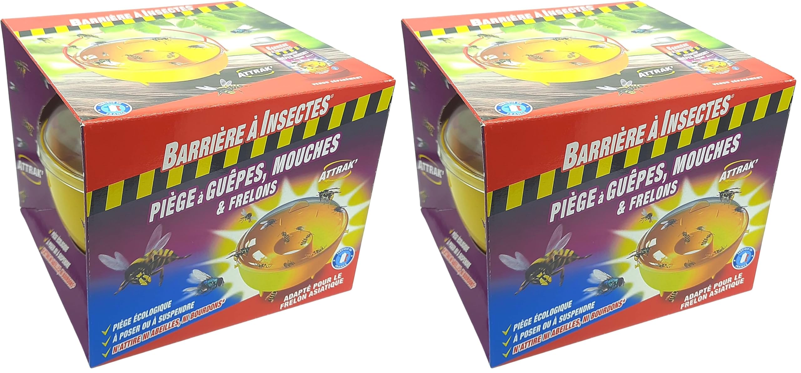 BARRIERE A INSECTES Piège à Guêpes, Mouches et Frelons, 1 Piège, BARPITRAP (Lot de 2)