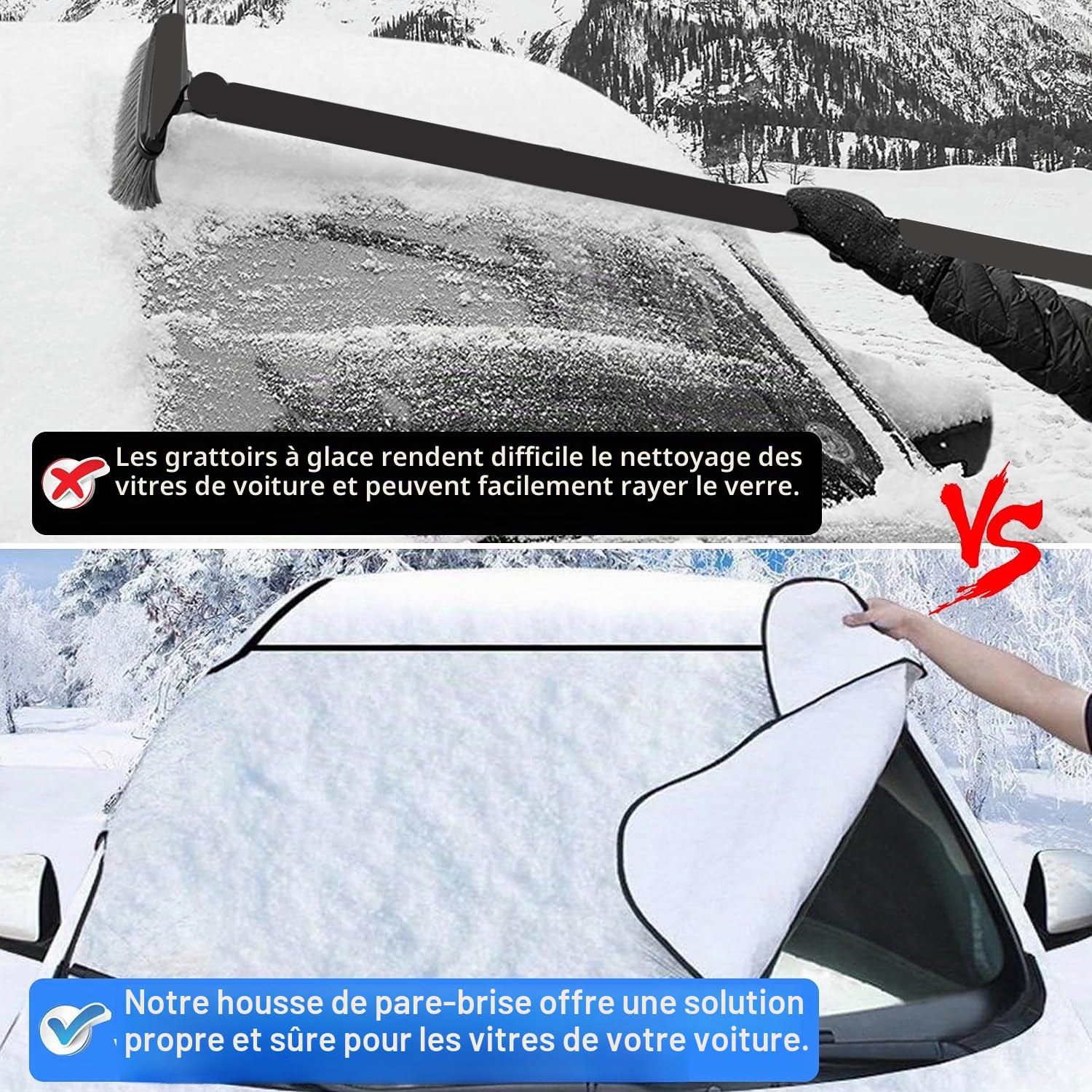 Couverture Pare-Brise Voiture Magnétique Repliable - Protection Hiver Anti-Givre et Pluie - Bâche Arrière 140x80cm