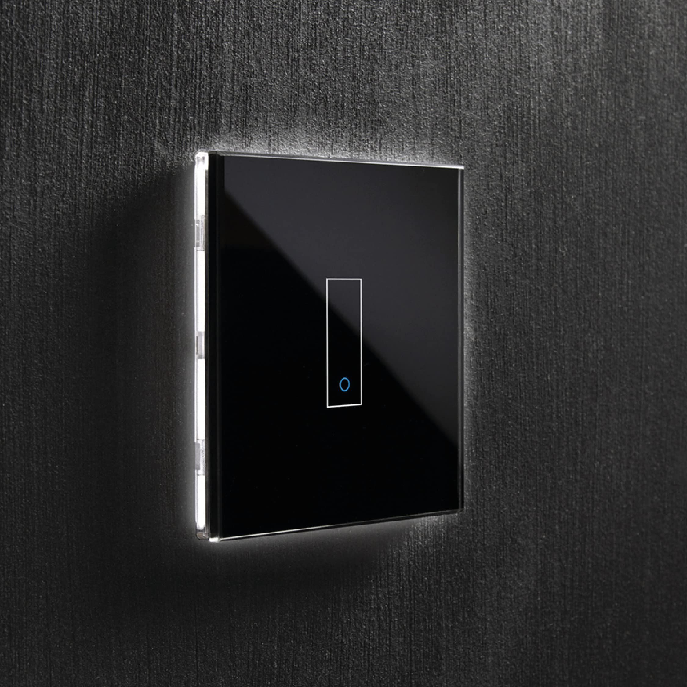 Iotty E1 WLAN-Smartschalter für Beleuchtung und Tore, kompatibel mit Google, Fernsteuerung per App für IOS und Android, Touch-Blende aus gehärtetem Glas mit Hintergrundbeleuchtung., LSWE21B, Schwarz