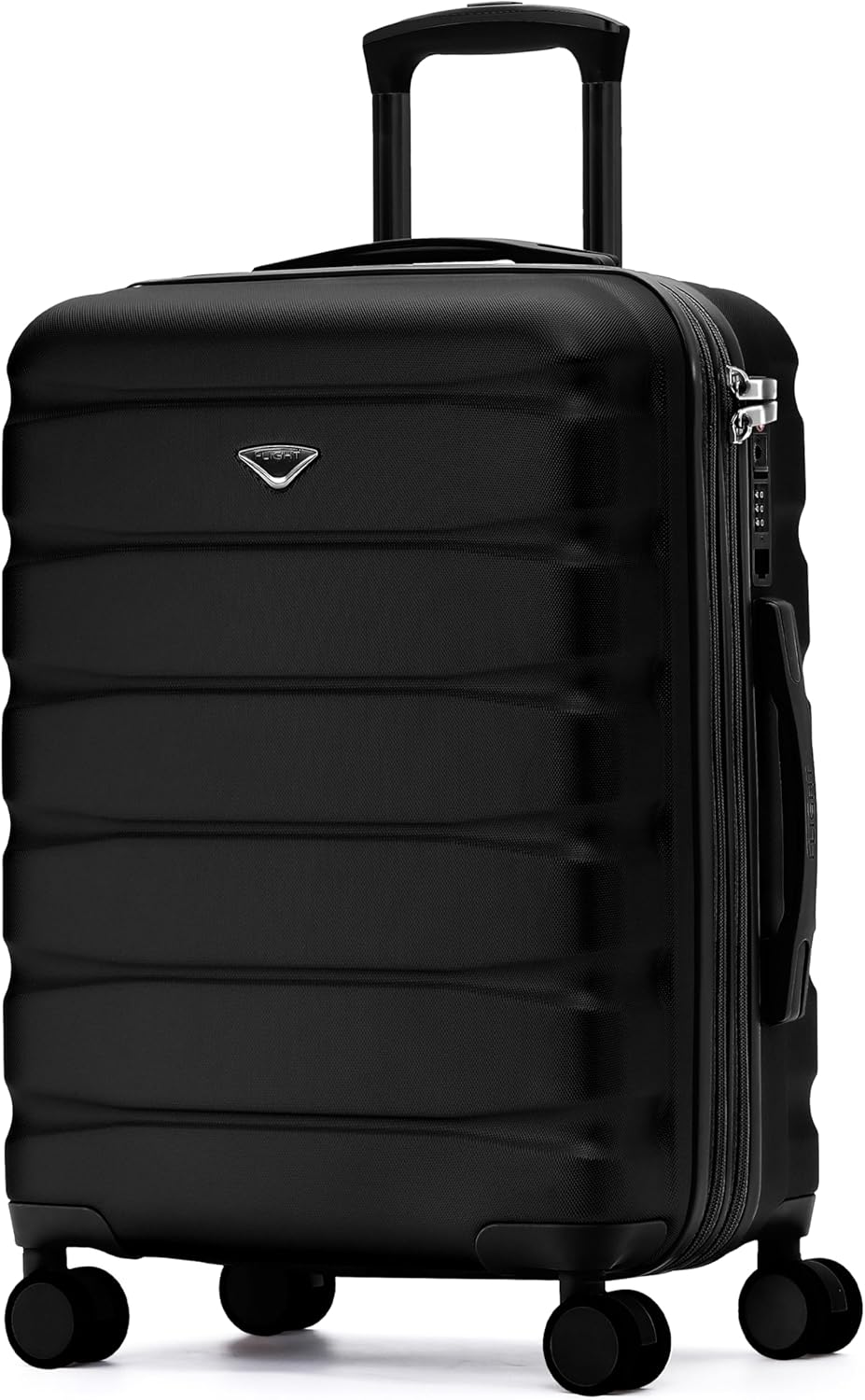 Flight Knight 22x18x10" Expandable Carry On Suitcase Hardside TSA Lock & USB C Port Lightweight Luggage Silent Double Spinner Wheels Maximum Spirit Overhead Carry-On Bag Approved For Many Airlines 22x18x10" Black