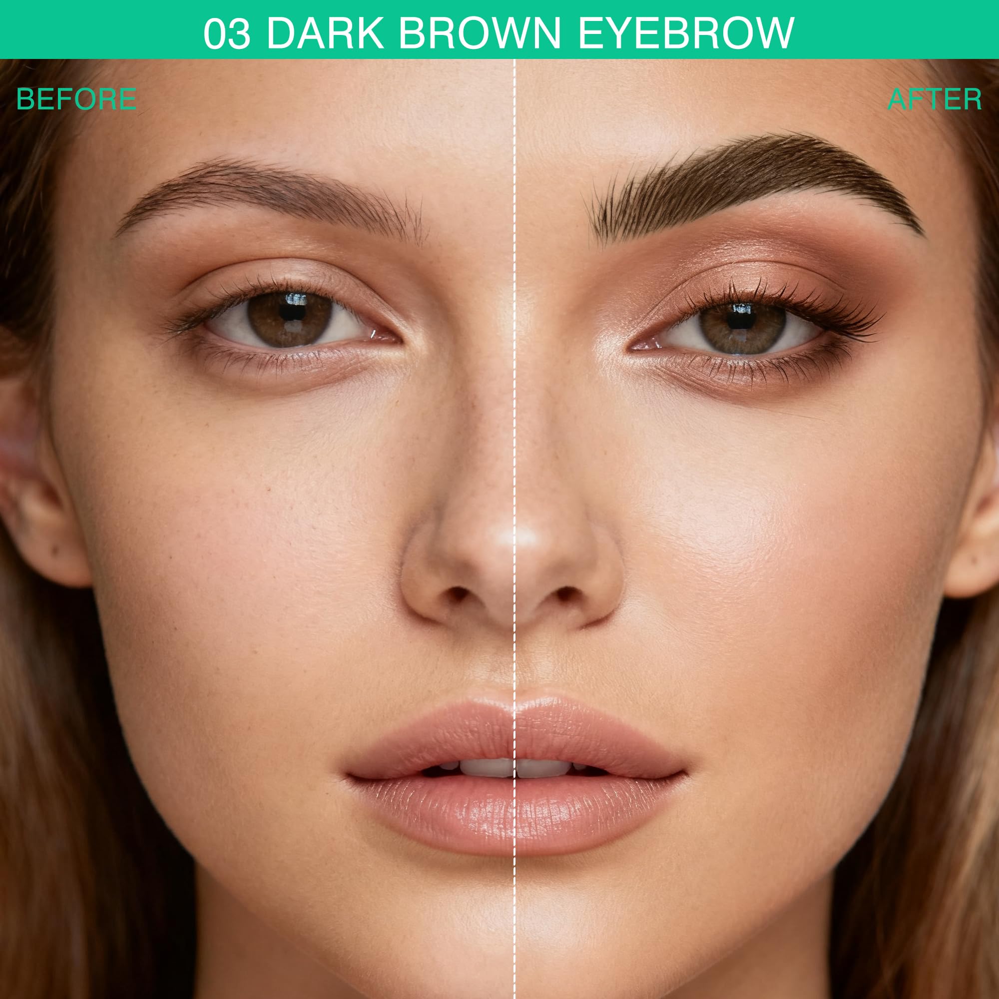 Penna Sopracciglia Effetto Pelo - Matita Sopracciglia Waterproof & No Transfer, Lunga Durata fino a 12H, Effetto Microblading Naturale, Cruelty-Free, Punta Sottile e Precisa (03 Dark Brown)