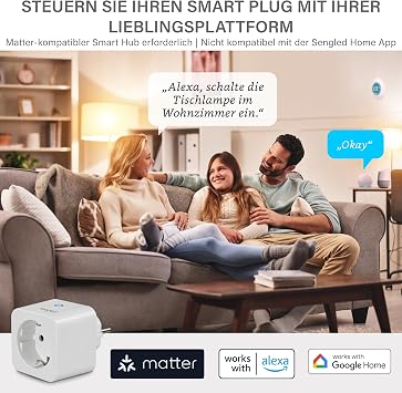 Sengled Smart Plug Matter Works with Alexa Instant Pairing Supports up to 2300W Matter Compatible Platform Required 2.4GHz WiFi 1 Pack