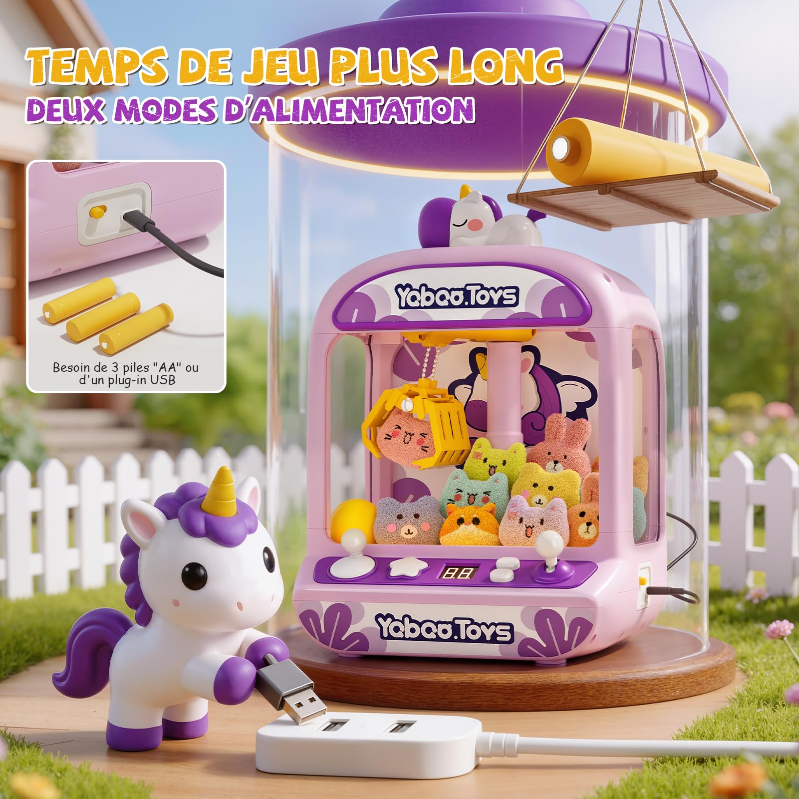 Machine à Pince pour Enfants, Distributeur de Bonbons Licorne avec Lumières Sonores, Jeu d'Arcade Jouet Fille 4-6 Ans