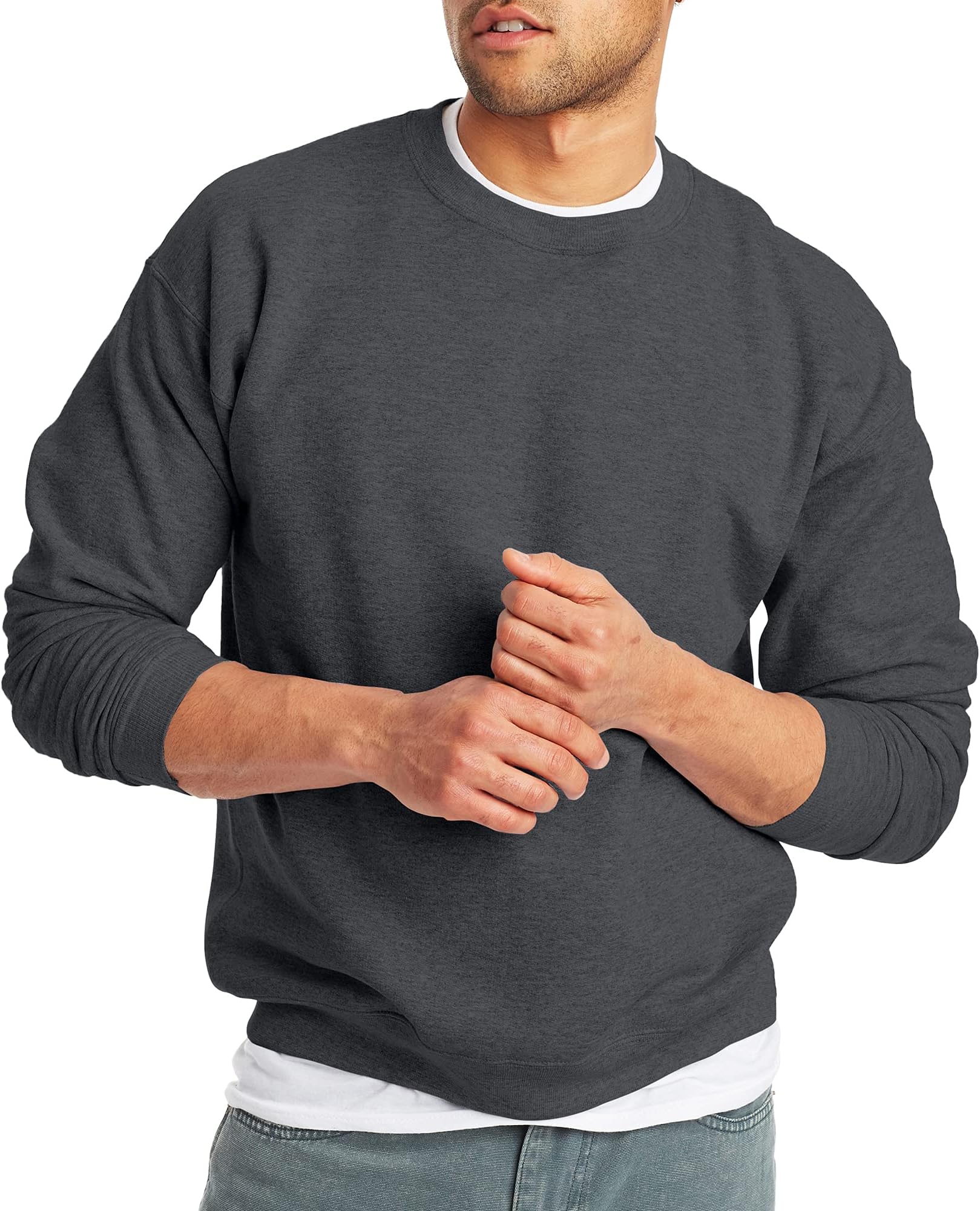 Hanes Men's Sweatshirt, EcoSmart Fleece Crewneck Sweatshirt, Big & Tall Available, 1 or 2-Pack
