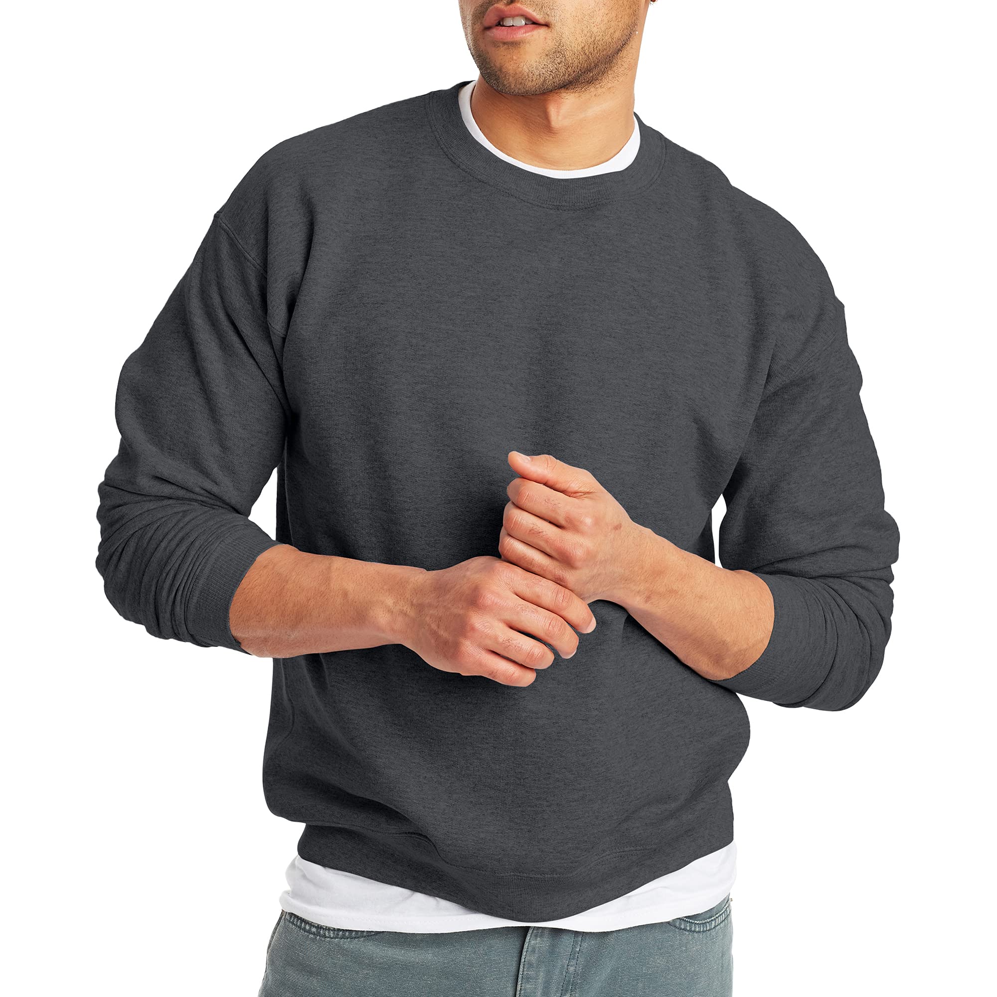 Hanes Men's Sweatshirt, EcoSmart Fleece Crewneck Sweatshirt, Big & Tall Available, 1 or 2-Pack