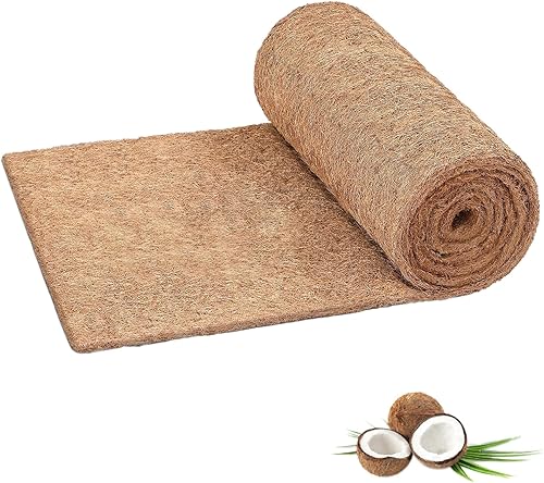 Lazamit Rollo de revestimiento de coco natural de 12 x 80 pulgadas para macetas, tapete de fibra de coco, cesta de flores, decoración de jardín,