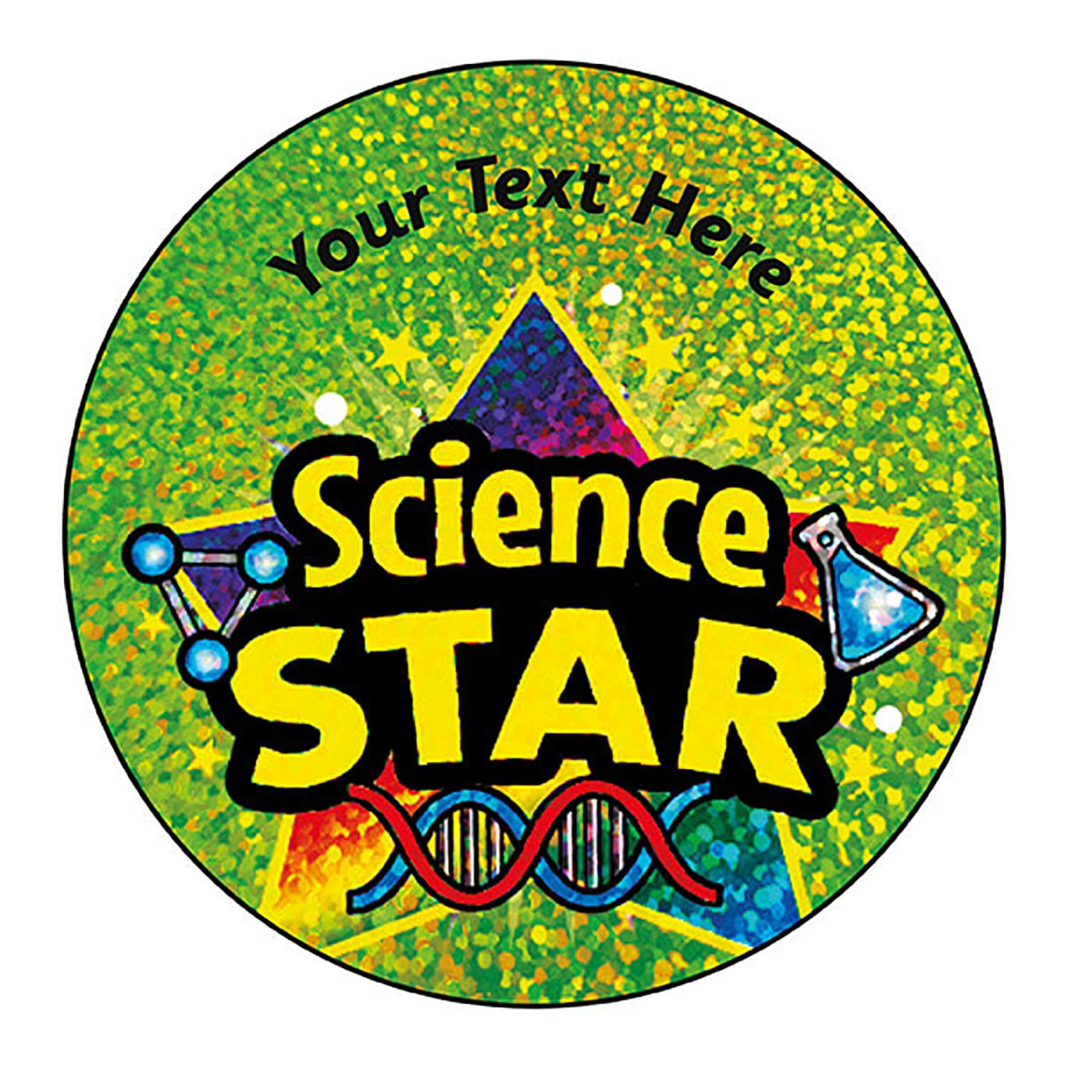 105 Personalised Holographic Sparkly Subject Star Motivational School Praise Teachers Maths Reading Science Reward Stickers 37mm Primary Teaching Services (Science Star)
