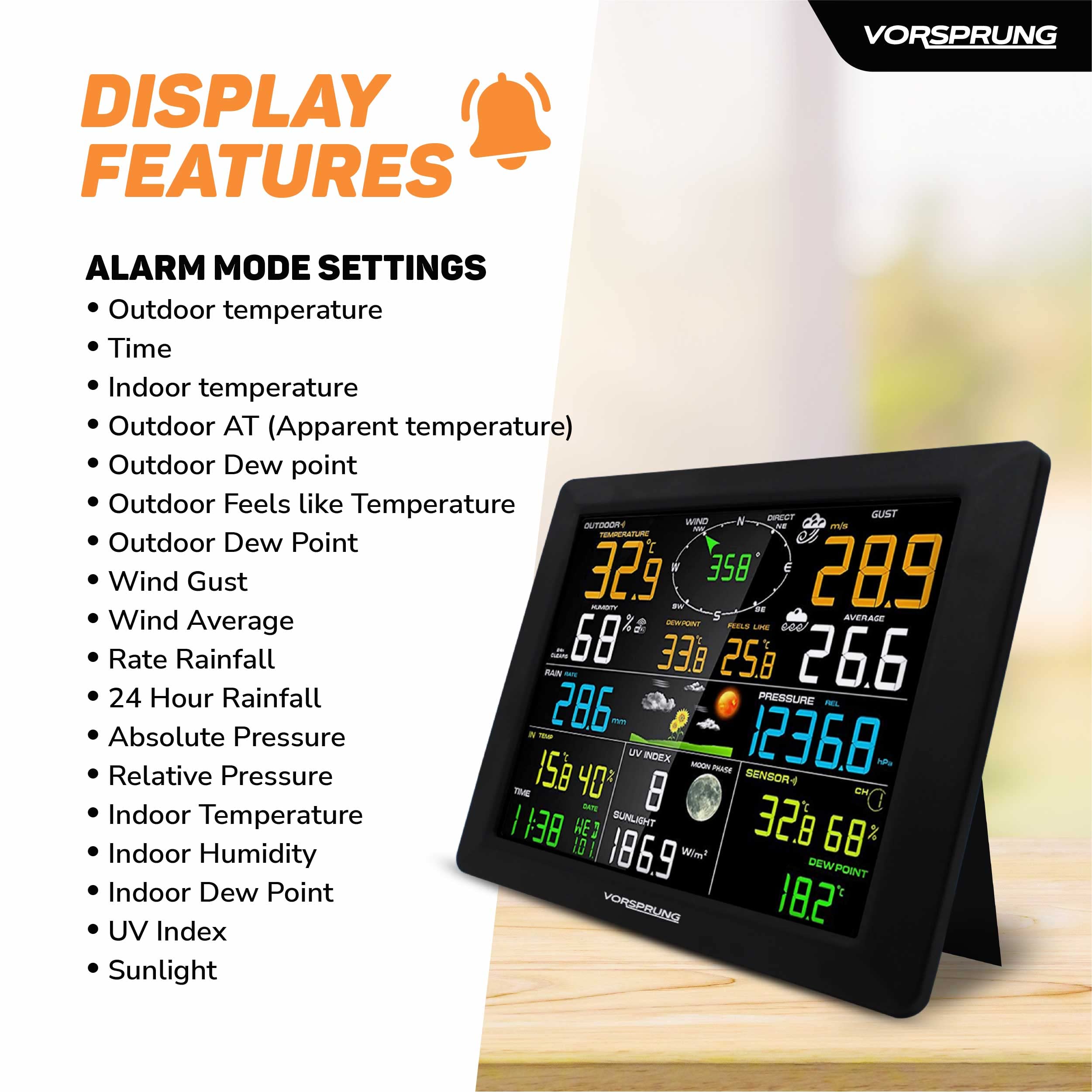 VORSPRUNG® The ONLY 7 in 1 SMART WIFI Weather Station with 2X Outdoor