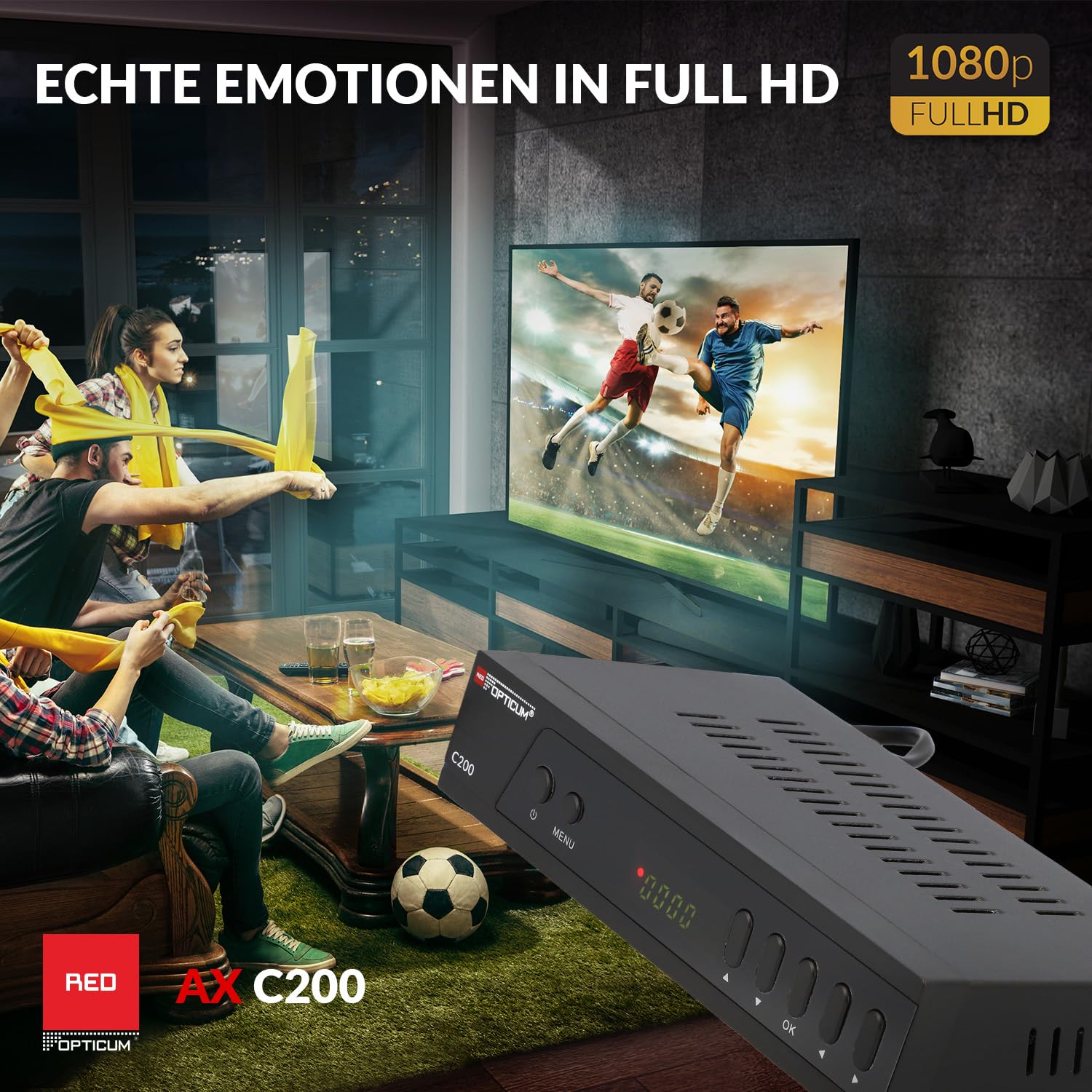 Opticum C200 Full HD Kabel Receiver mit USB HDMI SCART, DVB-C Receiver für Kabelfernsehen/Kabelanschluss für Radio und Fernsehen