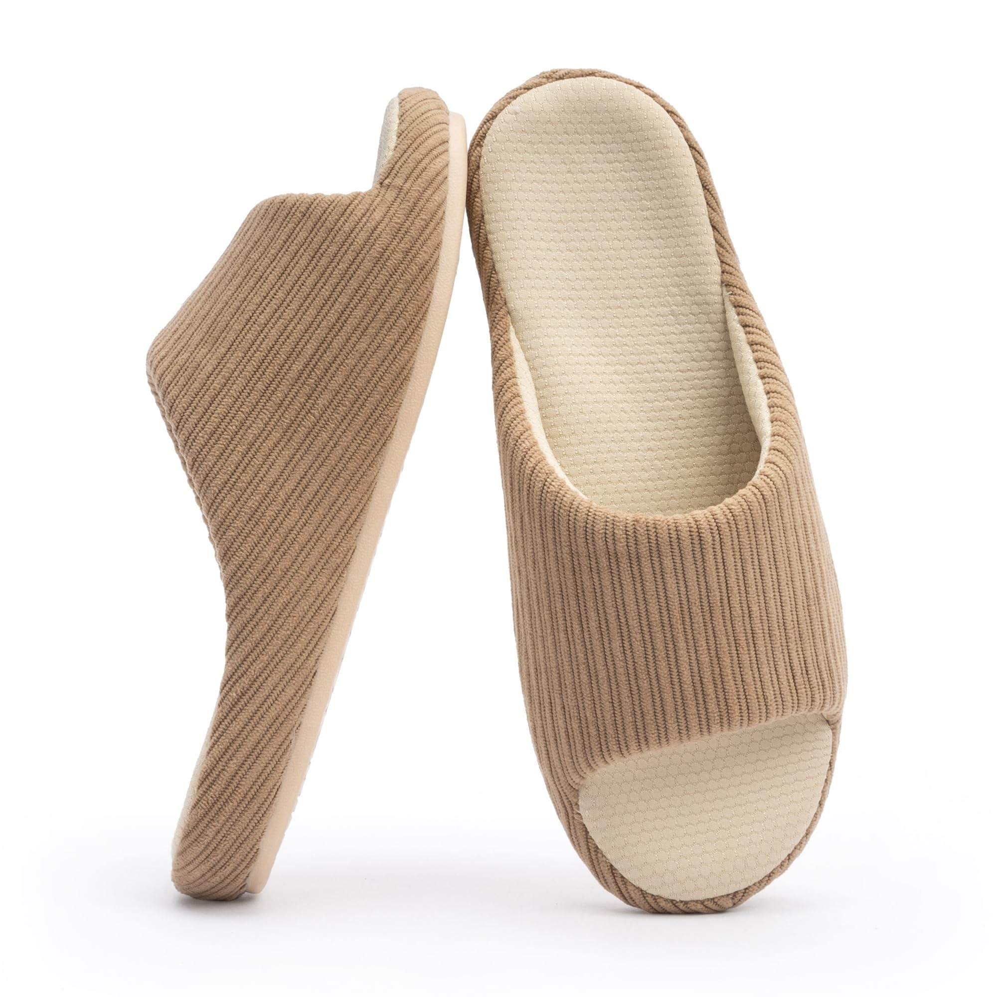 Chantomoo Pantofole da donna in memory foam, comode ciabatte antiscivolo da casa, suola in gomma, per camera da letto, accoglienti, per interni ed esterni, Marrone, 3738 EU